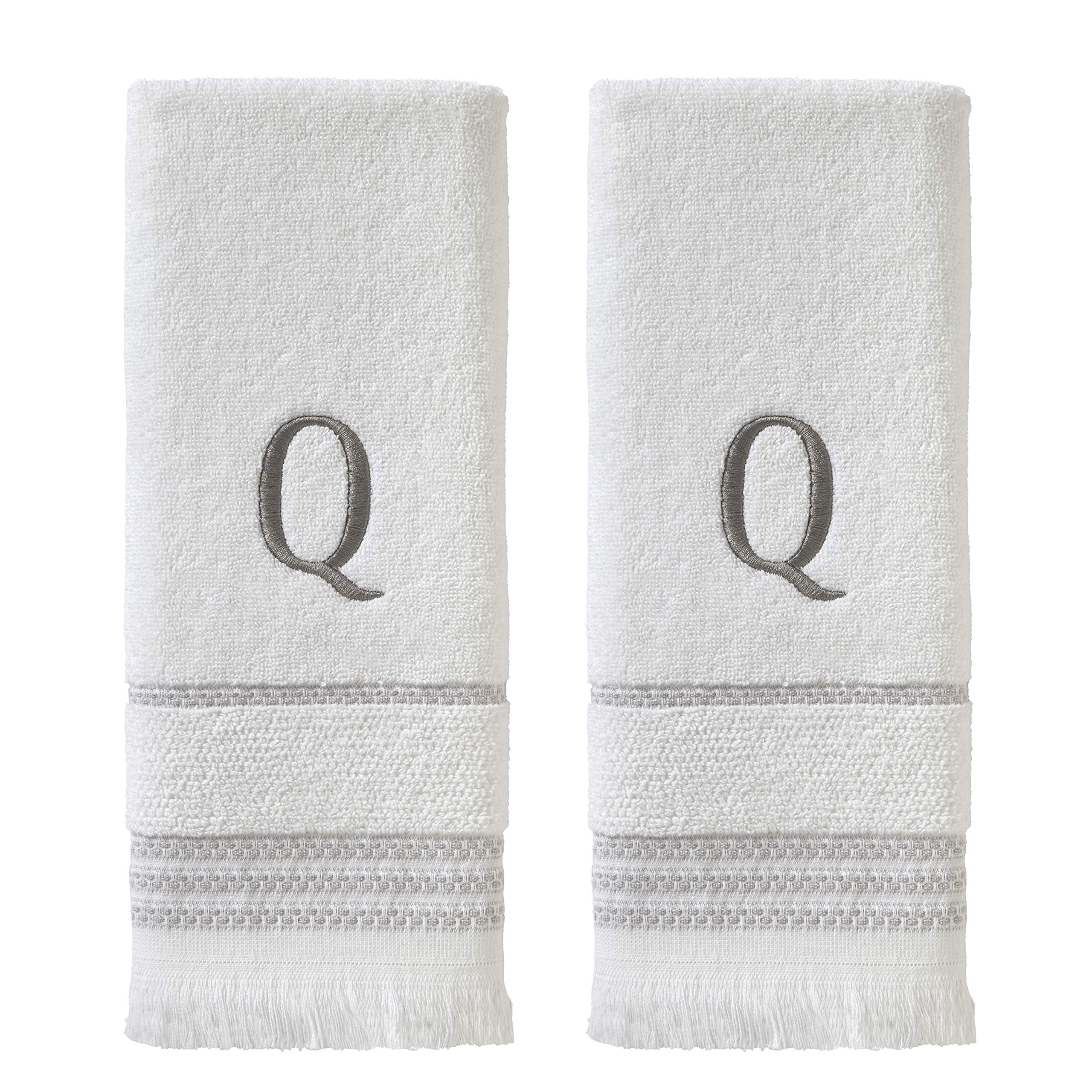Skl Home Casual Monogram Hand Towel Set, Q, 16X26, White 2 Count