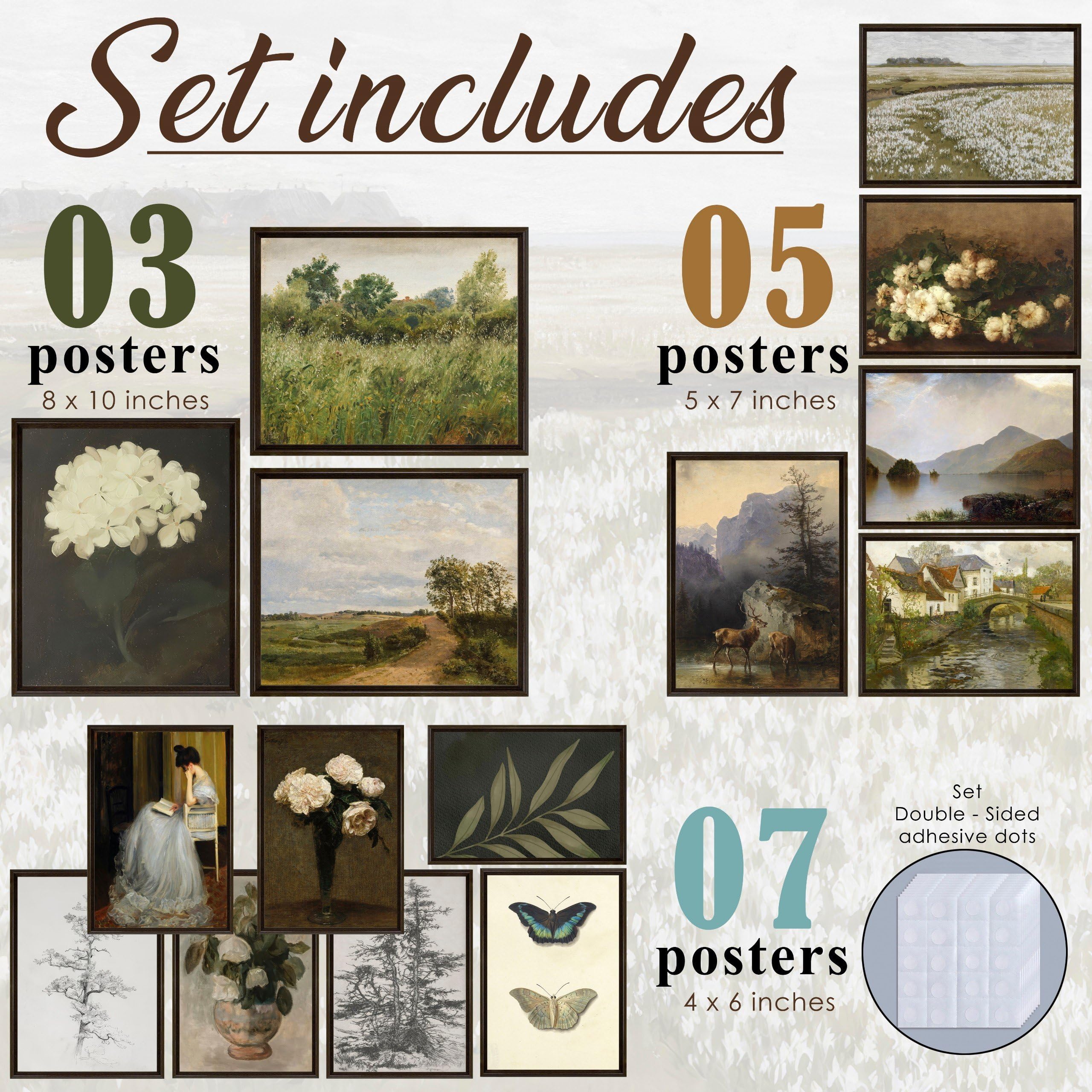 Lanchi95 15 Pcs Vintage Wall Art Decor, Vintage Posters For Room, Vintage Art Prints, Moody Gallery Wall Art, Wall Print For Bed
