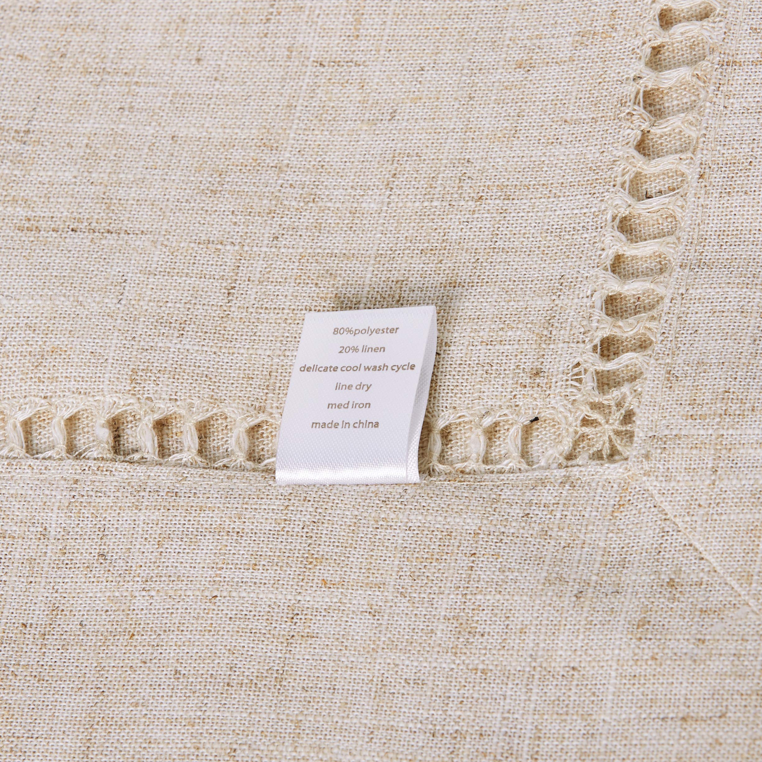 Saro Lifestyle Poly And Linen Blend Toscana Tablecloth With Hemstitch Border, Natural, 60''