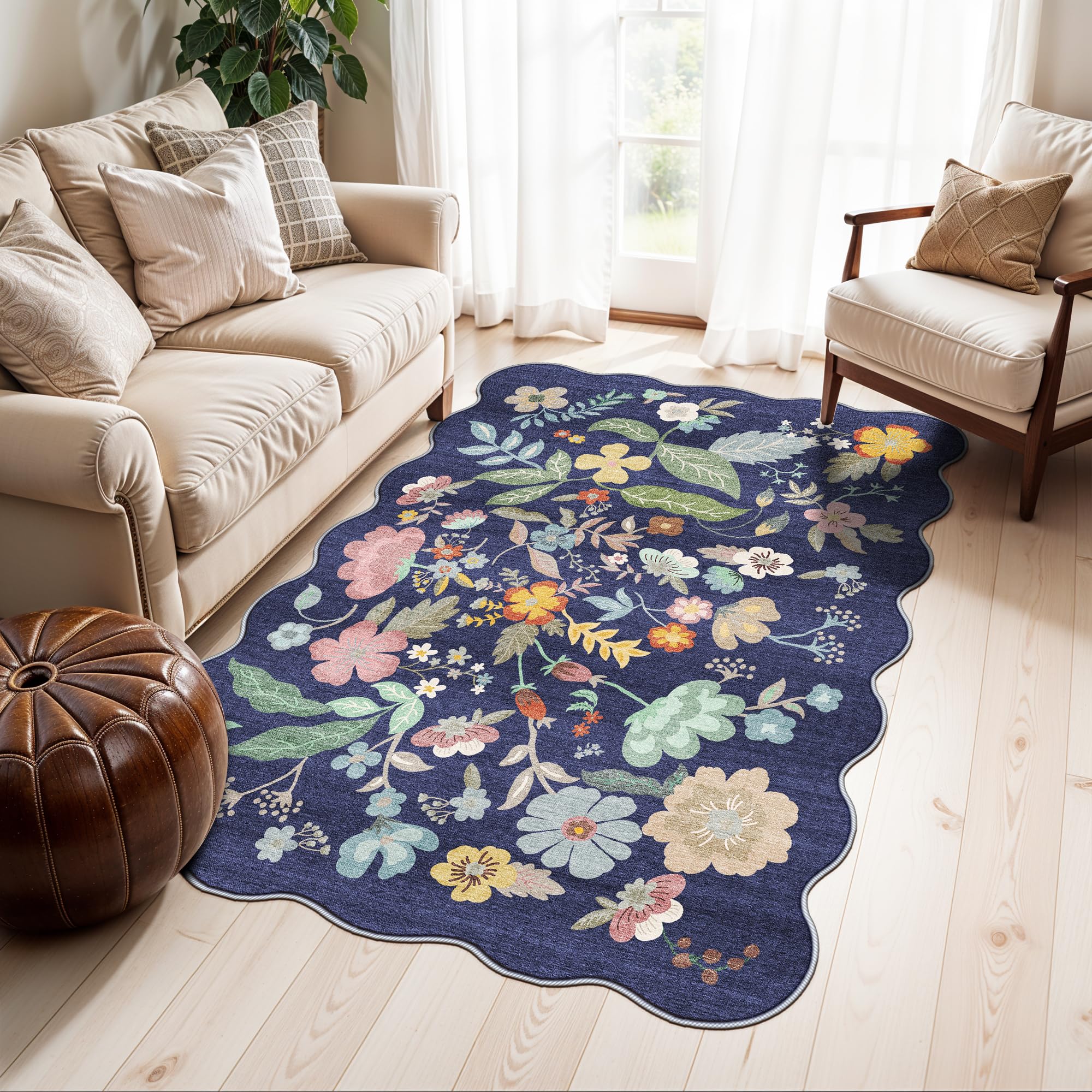 Washable 3x5 Entryway Area Rugs: Ultra Soft Low Pile Carpet for Kitchen Nursery Indoor Light-Weight Doormat Anti-Slip Thin Water