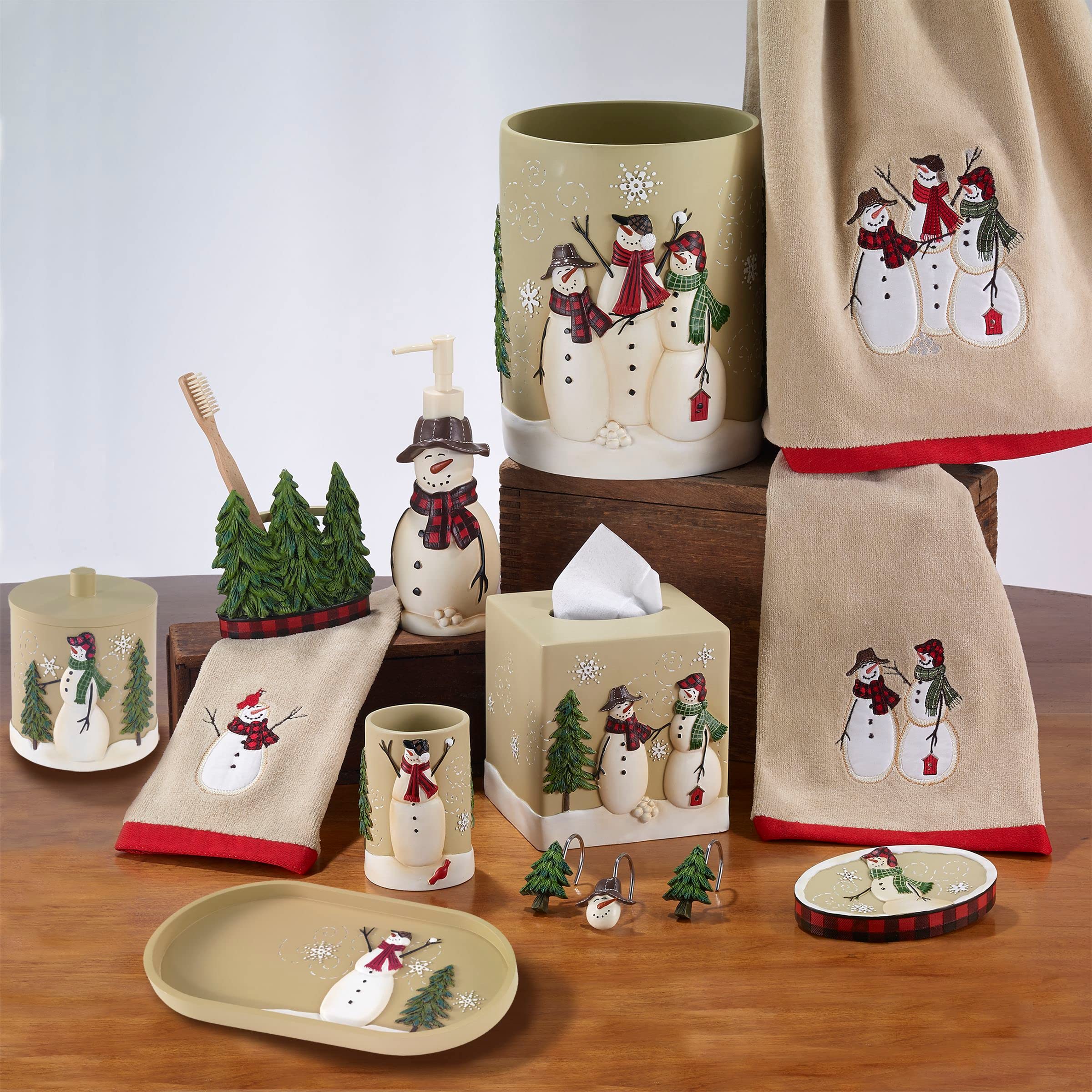 Avanti Linens - Bath Mat, Cotton Bath Rug, Holiday Inspired Bathroom Decor (Snowmen Gathering Collection)