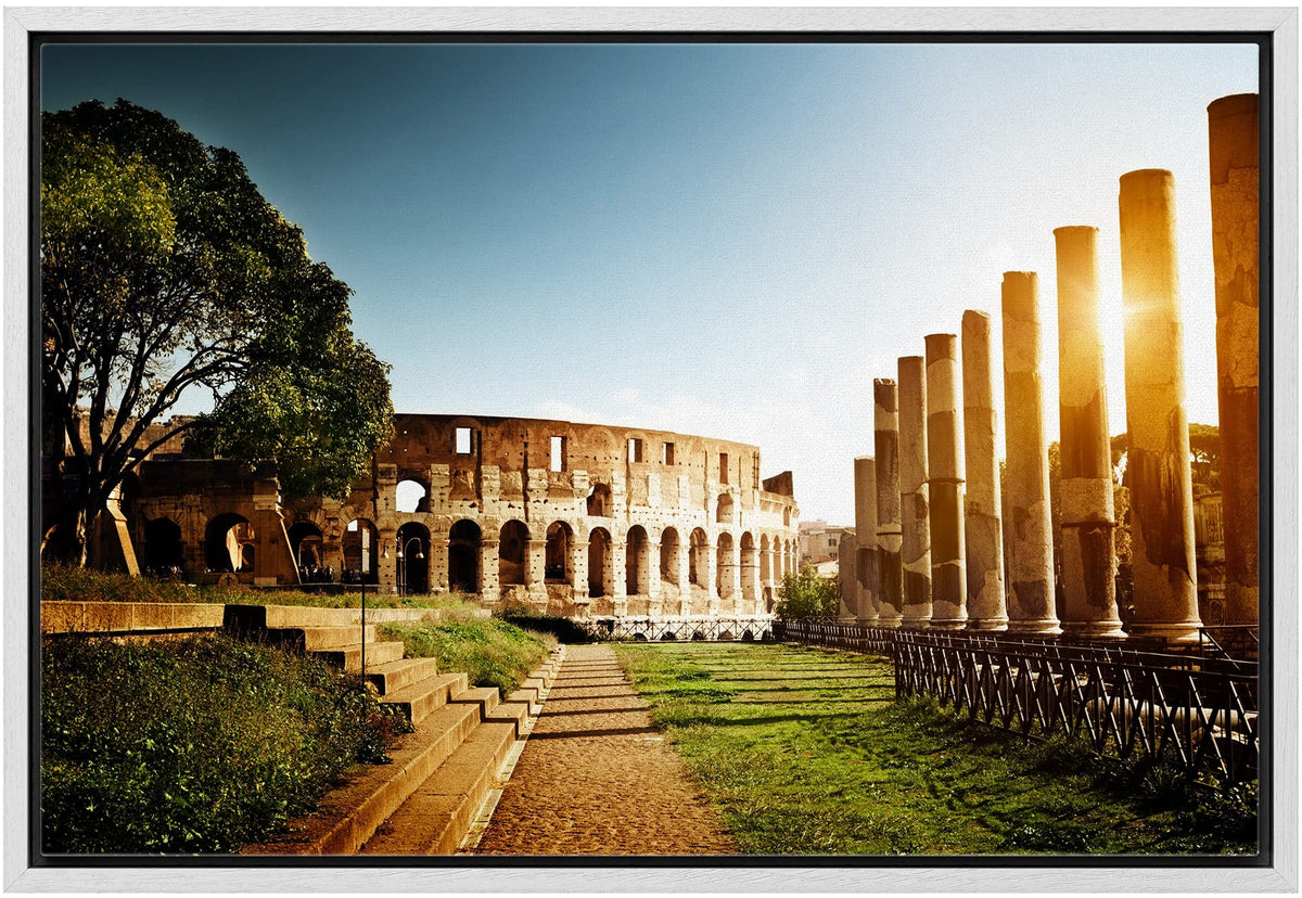 Wall26 Framed Canvas Prints Wall Art - Colosseum In Rome, Italy - 24''X36'' White