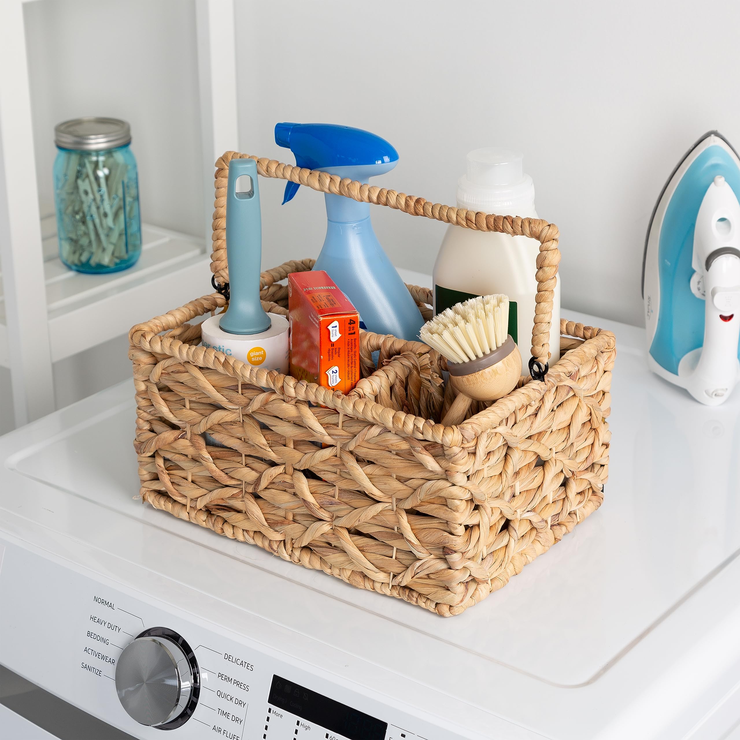 Honey-Can-Do Multi-Use 3-Compartment Wicker Basket Caddy With Handle, Natural Sto-09844 Natural Medium