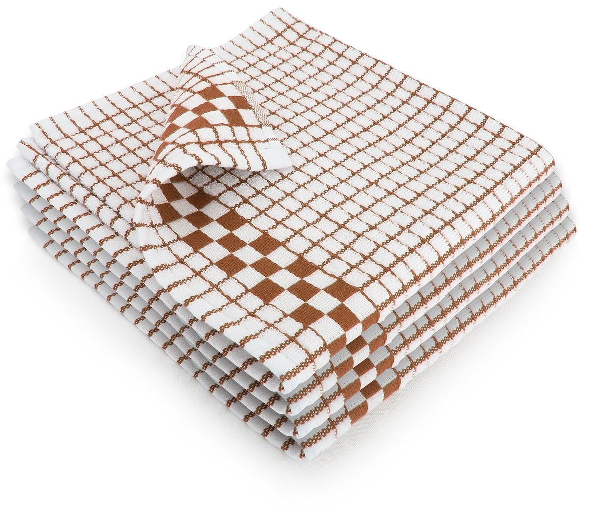 Fecido Classic Kitchen Dish Towels With Hanging Loop - Set Of 4, Brown