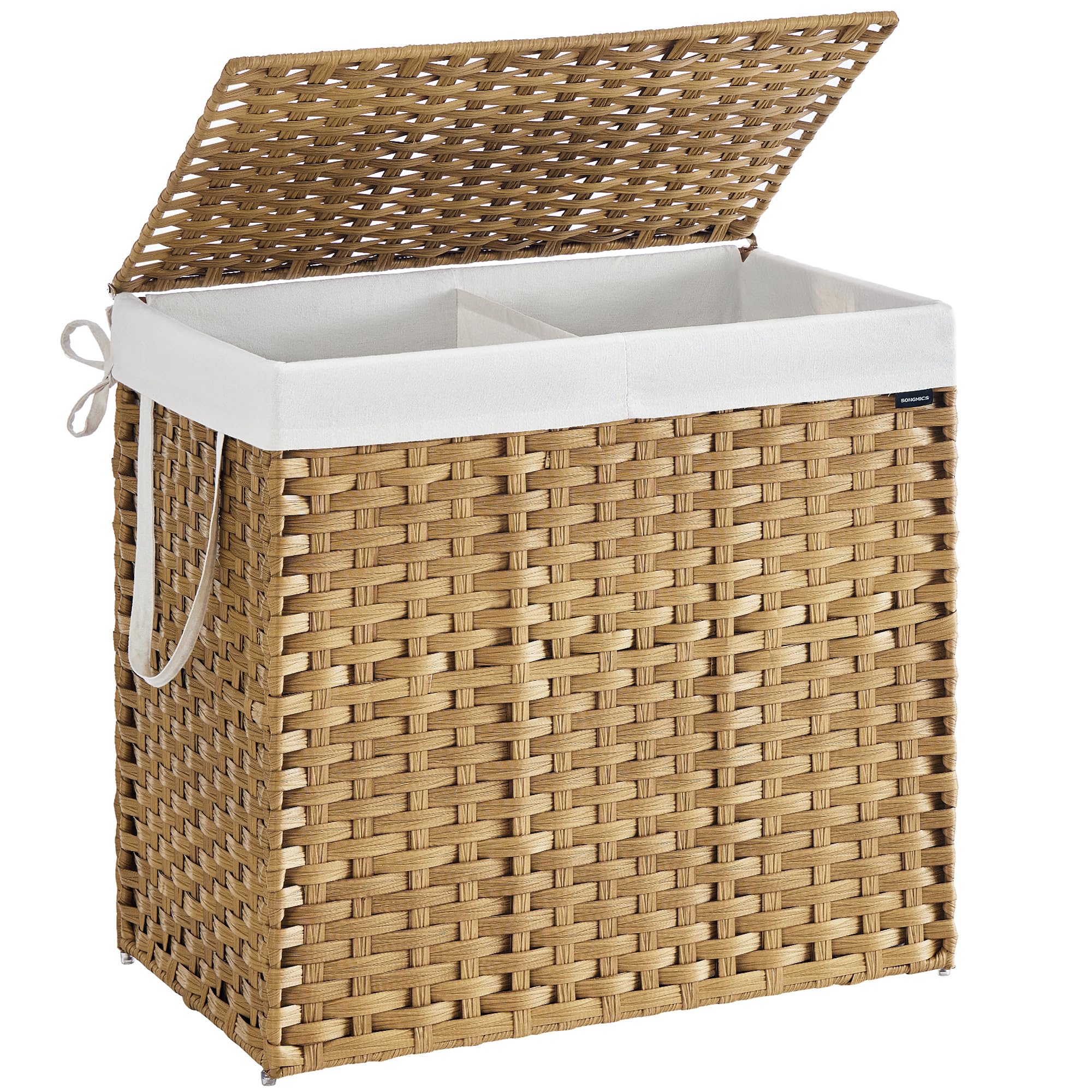 Songmics Laundry Hamper With Lid, 42.3 Gallon (160 L) Synthetic Rattan Clothes Laundry Basket With Lid And Handles, Foldable, Re