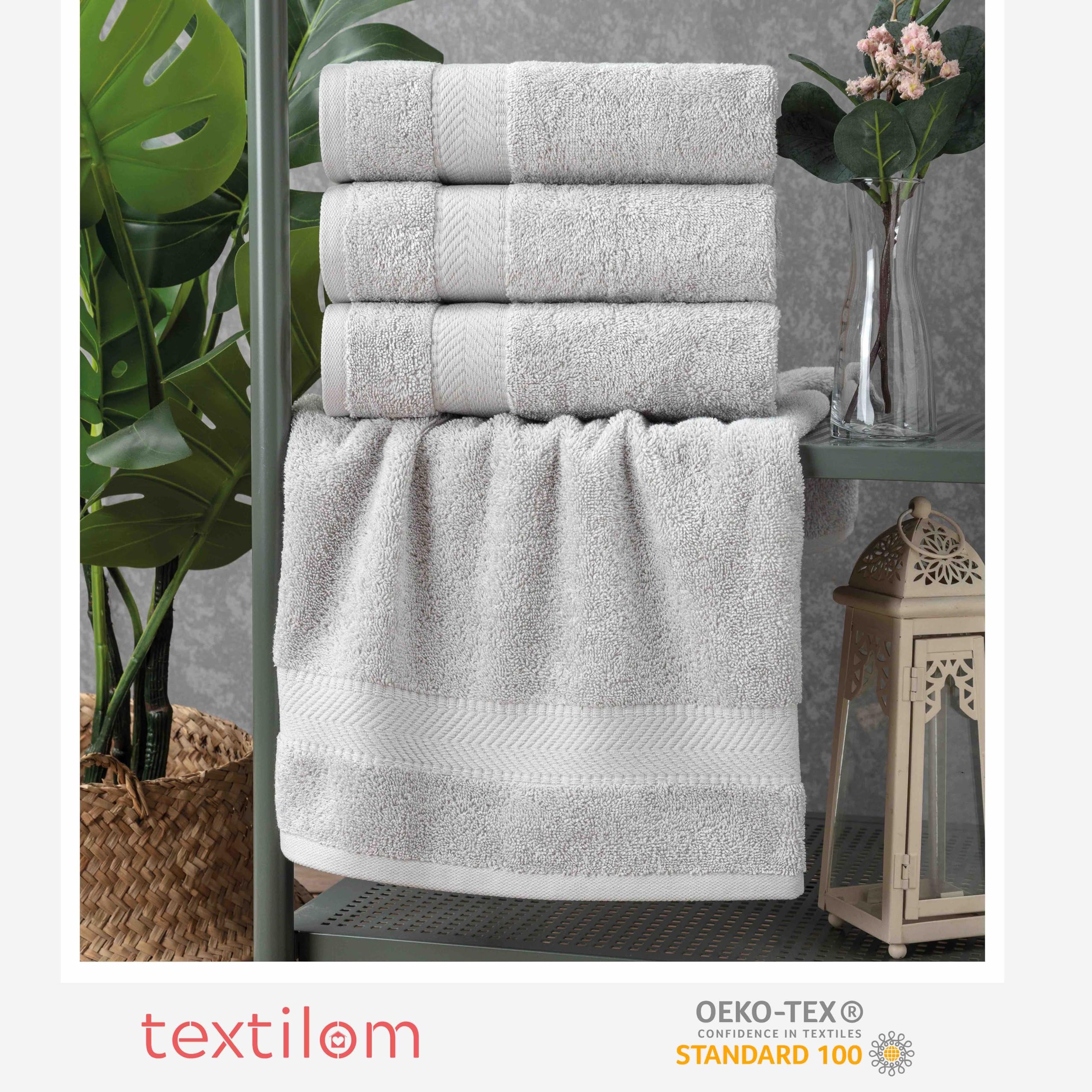Textilom 100% Turkish Cotton 4 Pcs Hand Towel Set, Luxury Hand Towels For Bathroom, Soft & Absorbent Bathroom Hand Towels Set (