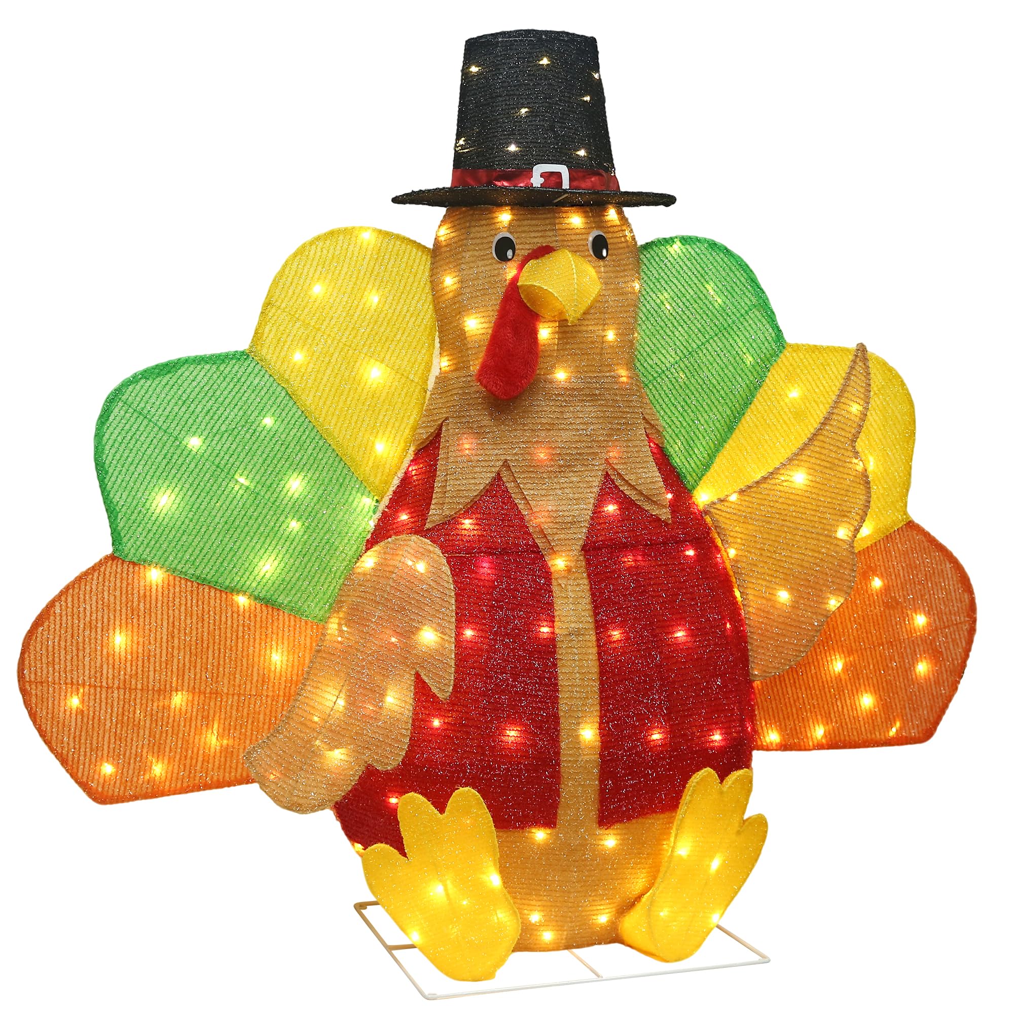 48Inch Lighted Turkey Outdoor Christmas/Thanksgiving Decorations Turkey Light for Fall Harvest Halloween Decor Fall Decorations 