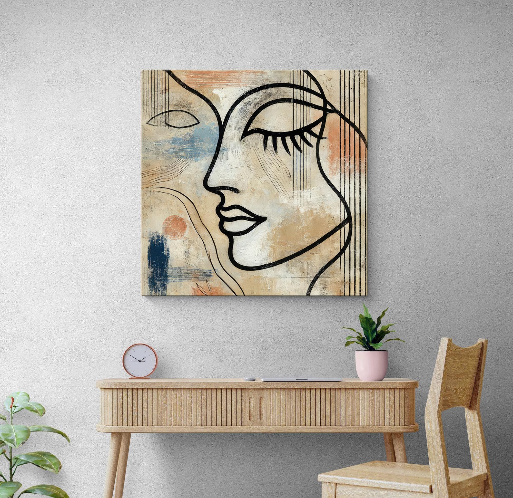 999Store Abstract Female Face Canvas Painting - Modern Wall Art For Bedroom, Living Room Decor 36X36 Inches (Flp36X360532)
