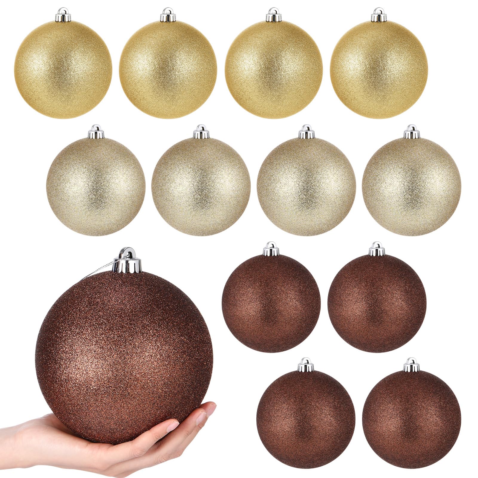 Poen 12 Pcs 6 Inch Christmas Tree Glitter Ornaments Extra Large Christmas Balls Decorations Xmas with Hanging Loop for Holiday D