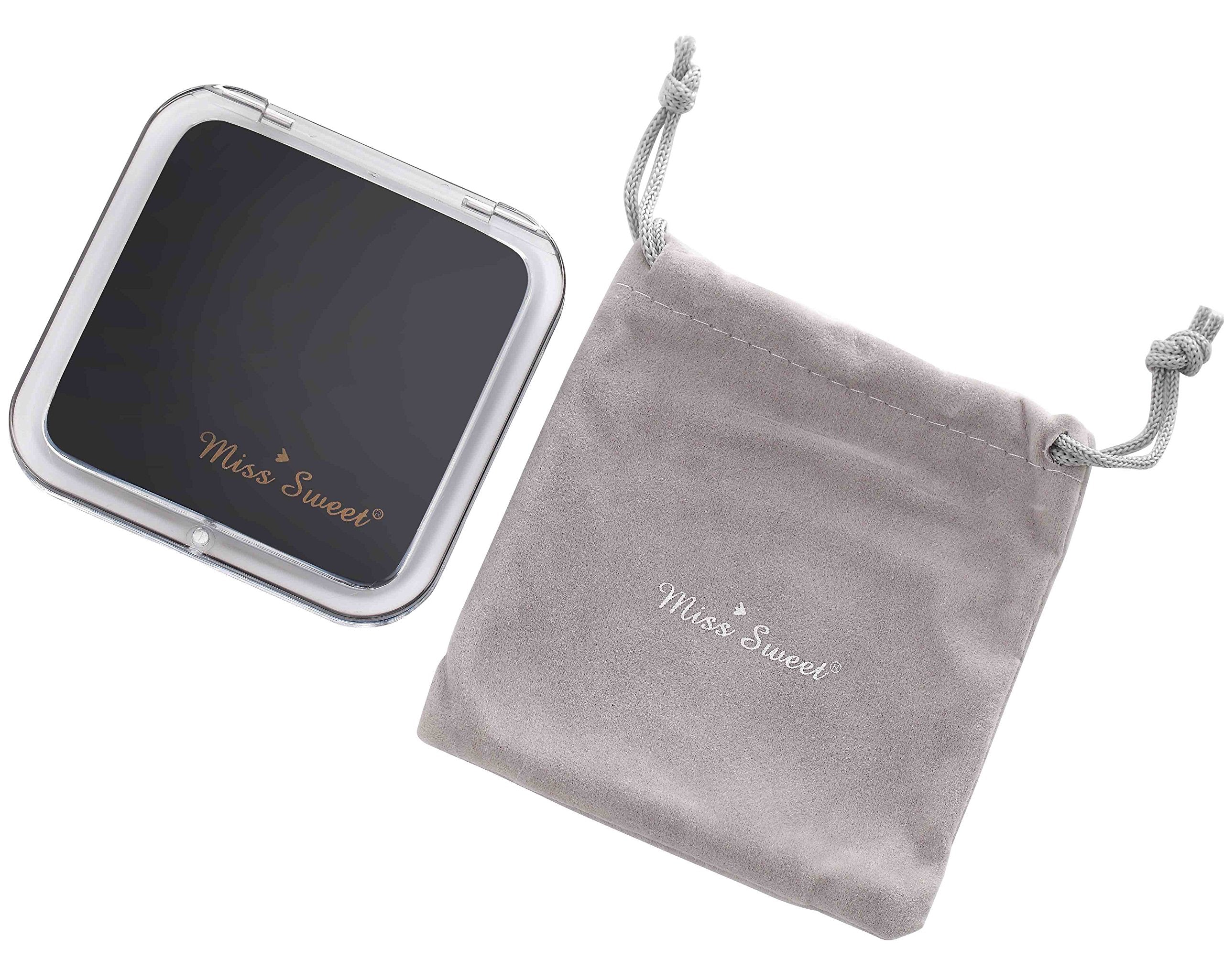 Miss Sweet Compact Mirror For Purse Pocket Mirror True Image&5X Magnification (Black)