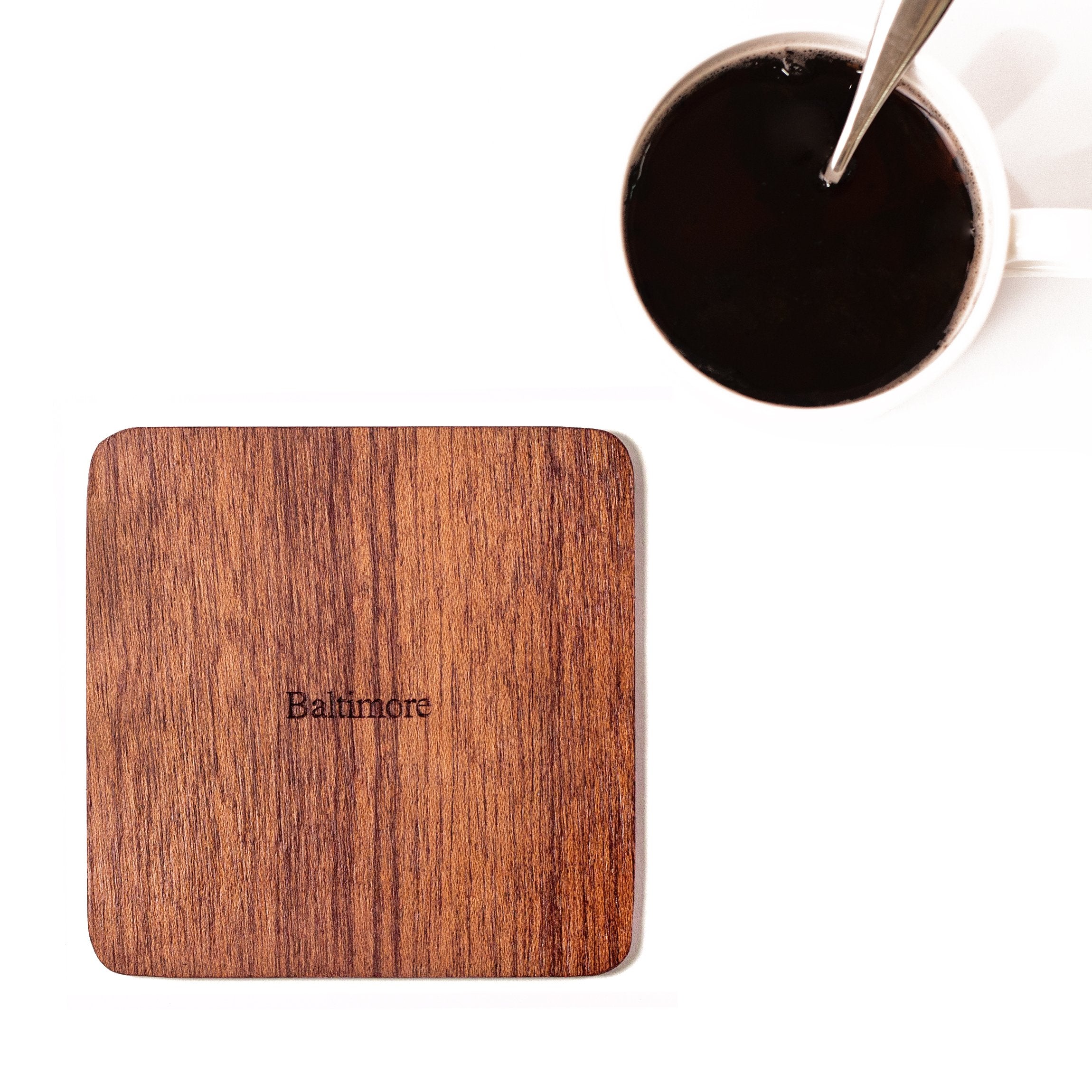 Seoul Map Coaster By O3 Design Studio, 1 Piece, Sapele Wooden Coaster With City Map, Handmade, Multiple City Optional