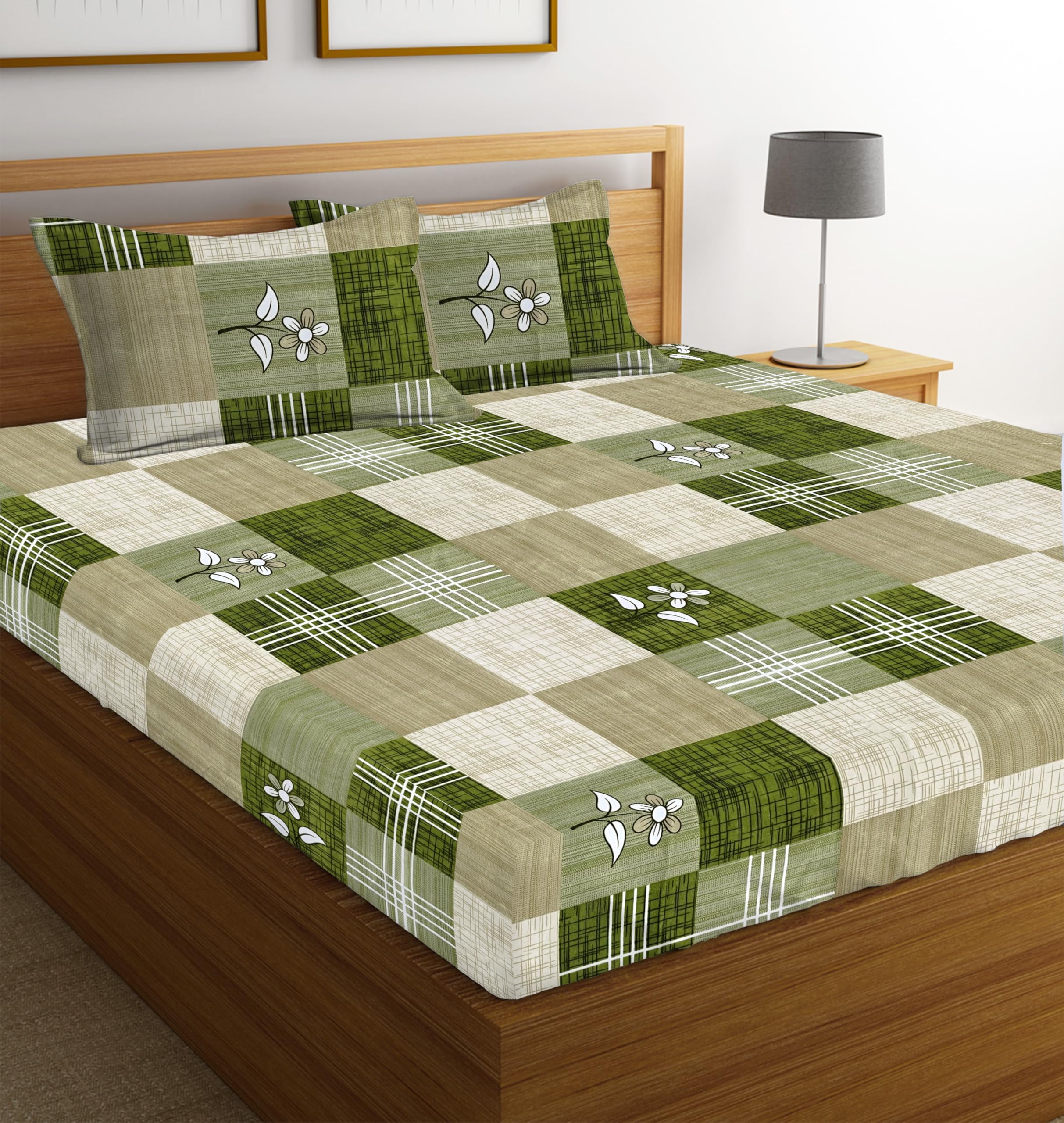 Bsb Home Double Floral Bedsheet With 2 Pillow Covers | 144 Tc Soft Brushed Microfiber - Breathable & Wrinkle Free - 3 Pcs Set Mu