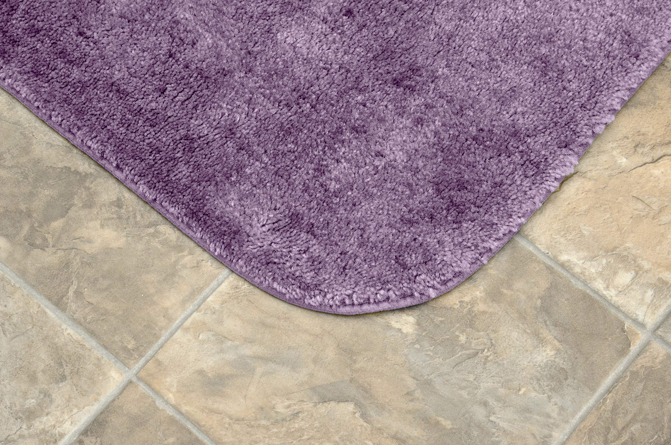 Garland Rug 2-Piece Traditional Nylon Washable Bathroom Rug Set, Purple