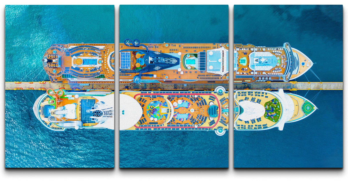Wall26 Canvas Print Wall Art Set Aerial View Of Cruise Ship At Sea Nature Ocean Photography Realism Nautical Scenic Colorful Mul