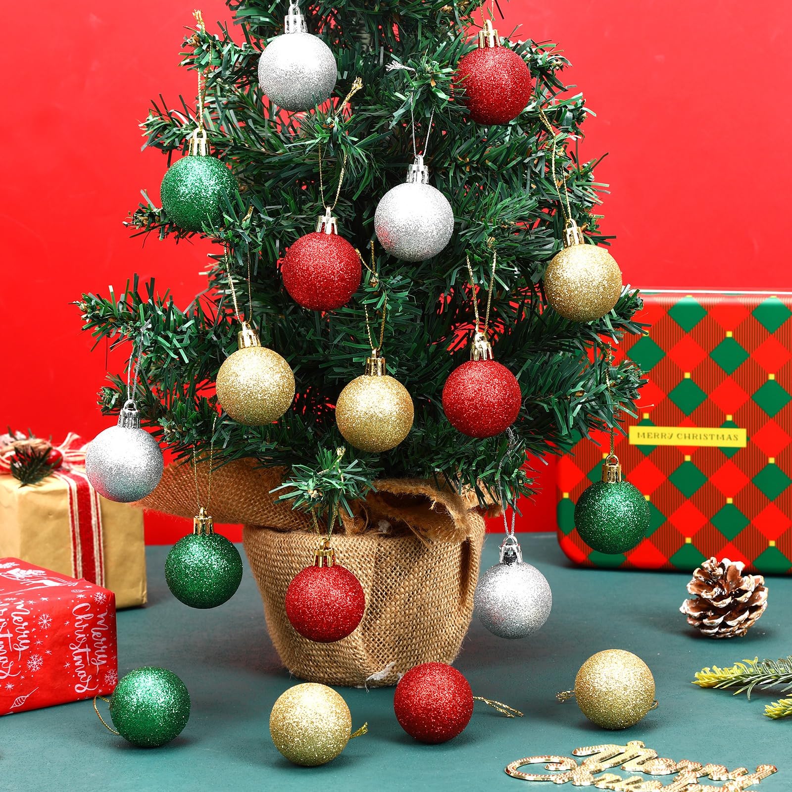 JULMELON 36PCS Christmas Ball Ornaments Hanging Balls Shatterproof Decorations for Xmas Tree, Home Decor for Party, Holiday, Wed