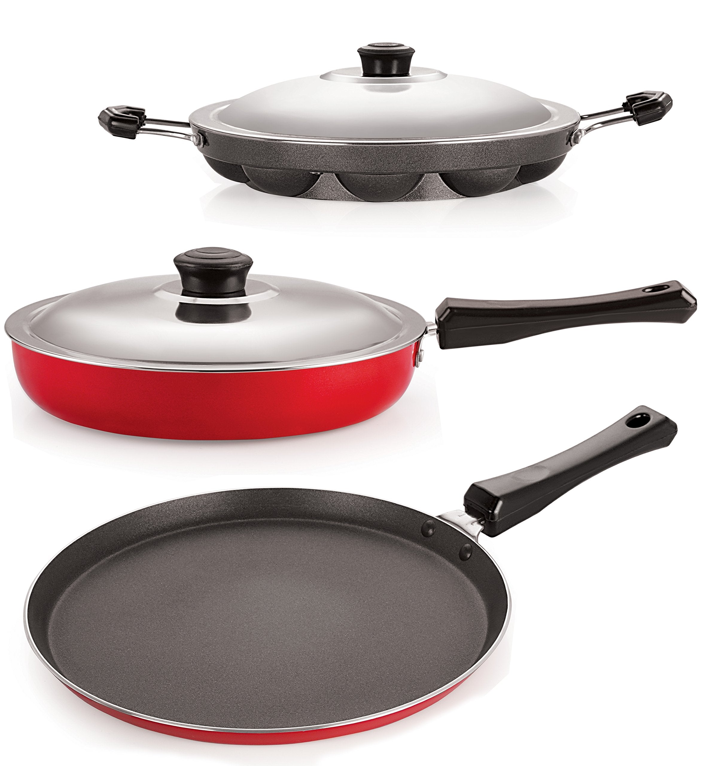 Nirlon Pfoa Free NonStick Coated Pure Aluminium Cookware Combo Utencil Gift Set With Bakelite Handle