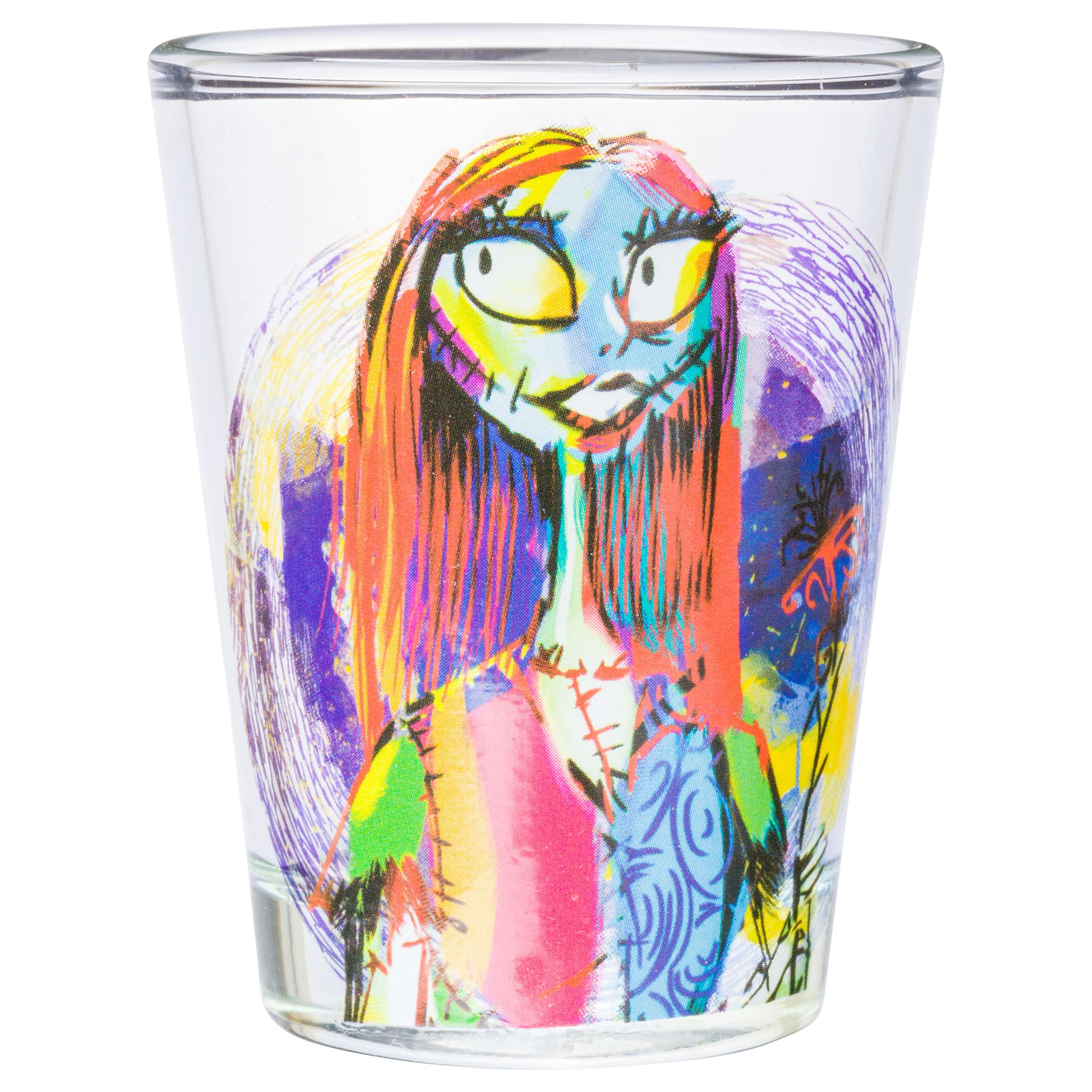 Silver Buffalo Disney Nightmare Before Christmas Featuring Jack Skellington, Sally, And Oogie Boogie 4 Pack Mini Glasses, 1.5 Ou