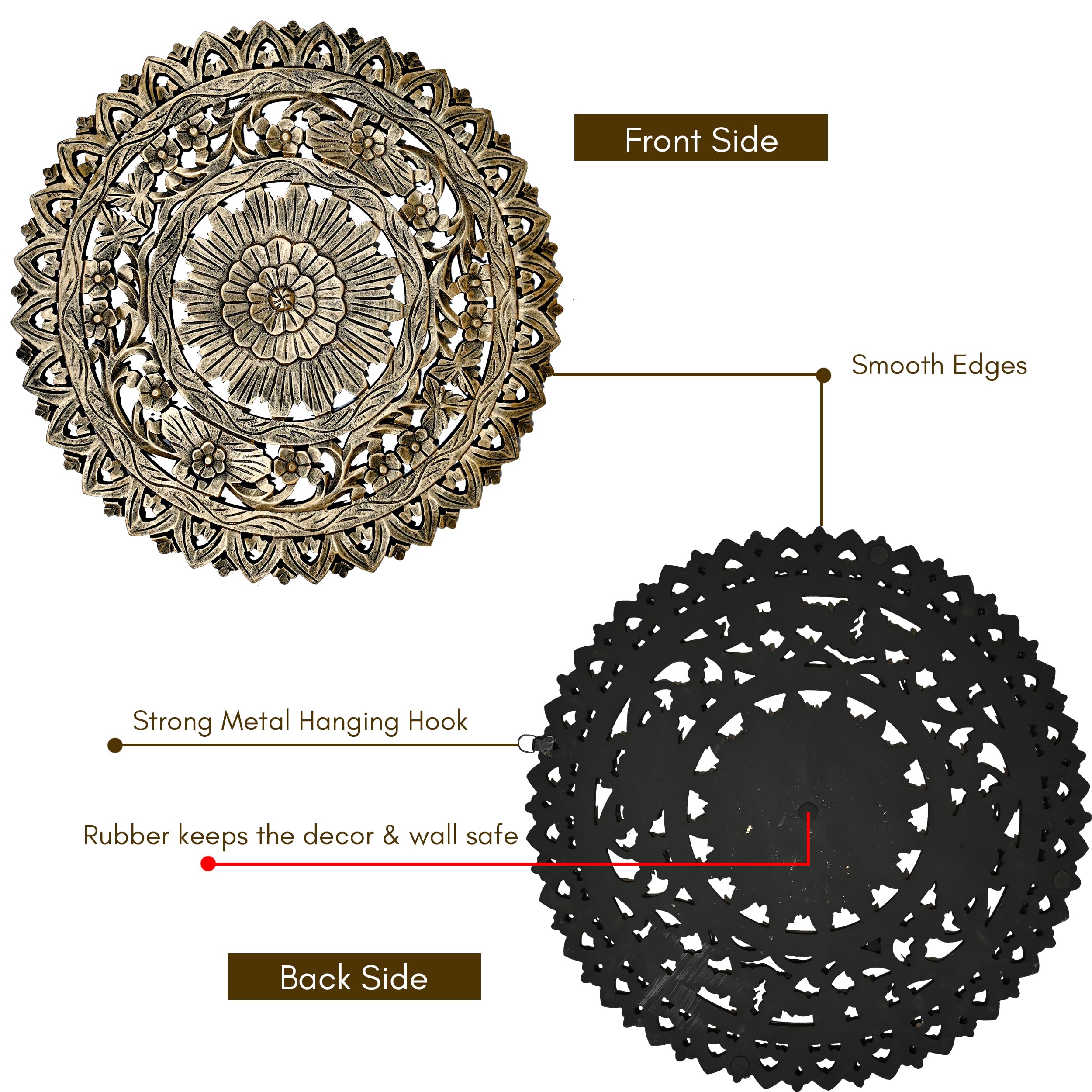 Raj Decors Mdf Wall Decoration Panel, Wall Decoration Hanging Wood Carving Wall Decor For Living Room, Bedroom, Hallway, Office,