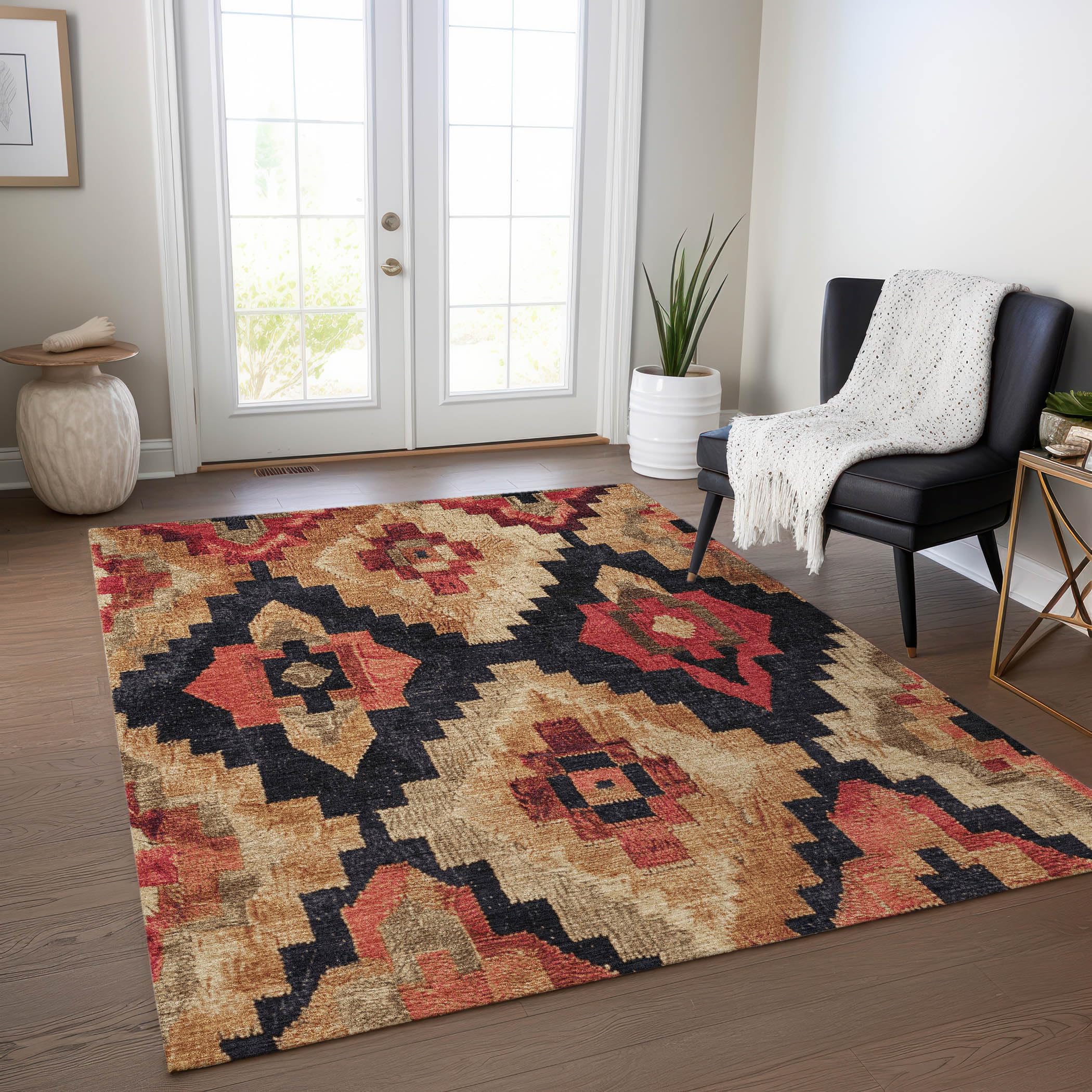 Machine Washable Indoor/Outdoor Chantille Rust 26 x 310 Rug