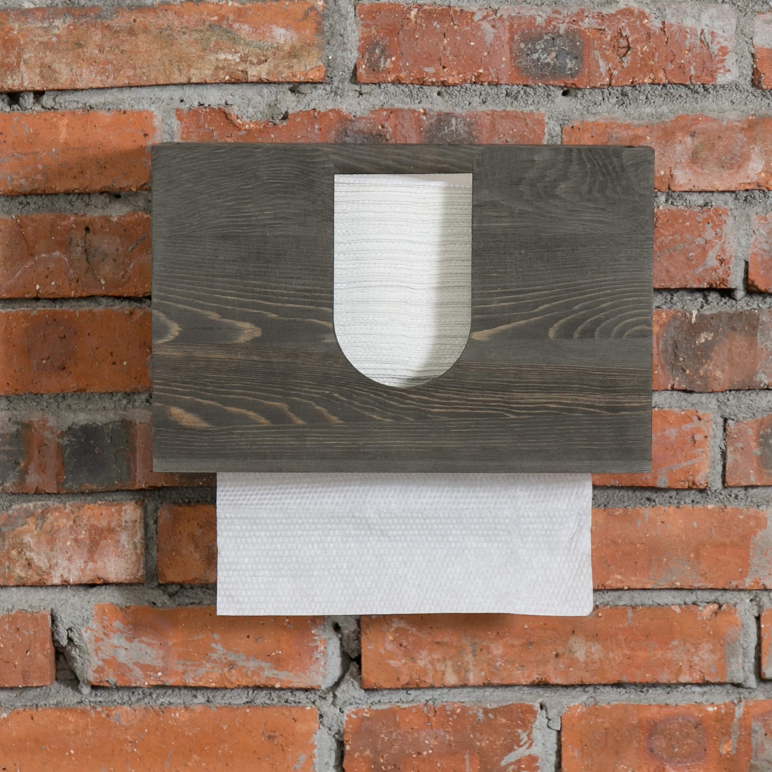 Mygift Wall Mounted Bathroom Paper Hand Towel Holder In Vintage Gray Wood Finish, Fits Tri Fold, Multifold, C Fold, Z Fold, Disp