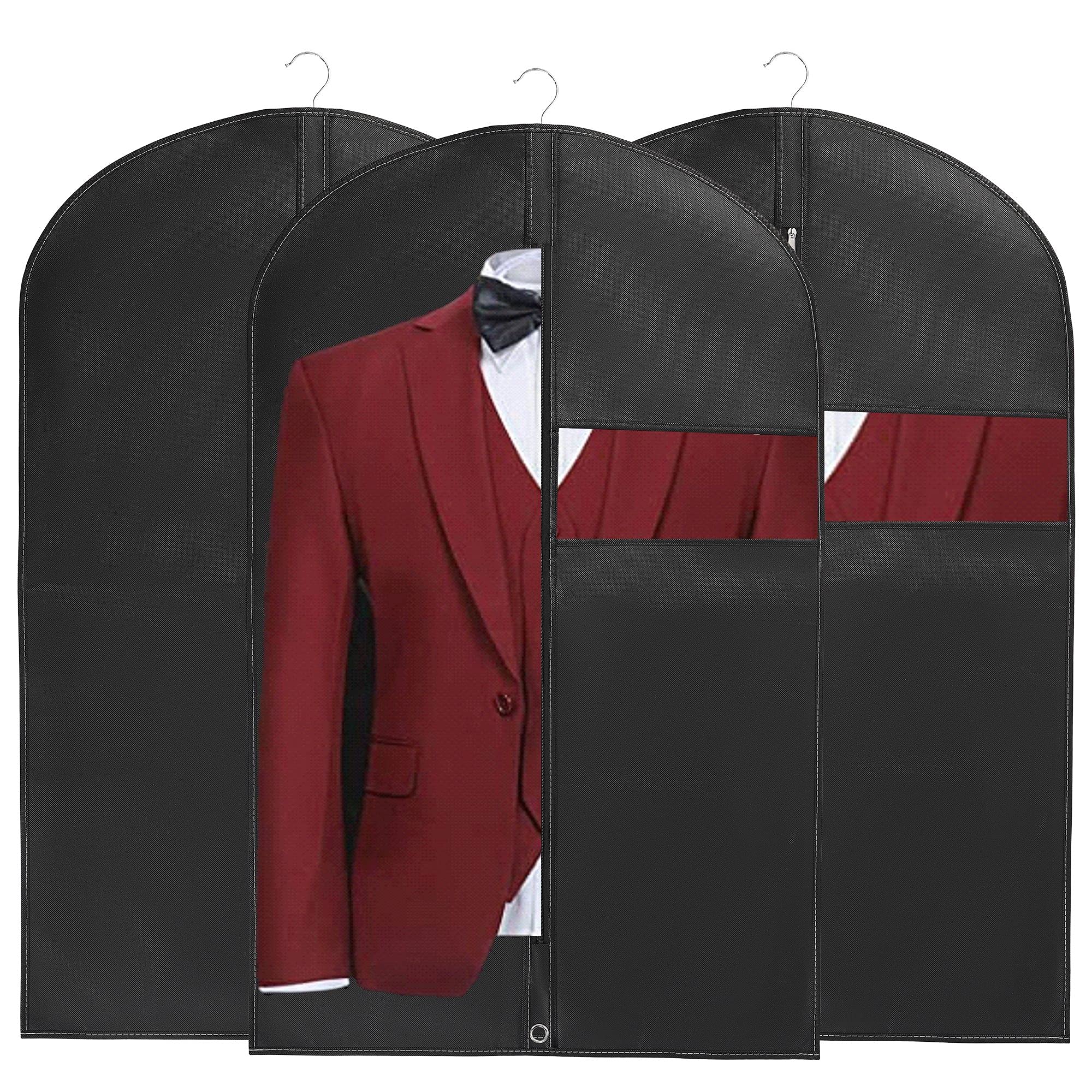 40      Garment Bags?3 Pack?Suit Bag For Storage Hanging Clothes Suitable For Storage Of Dresses Suits Overcoats Garment Can Pro