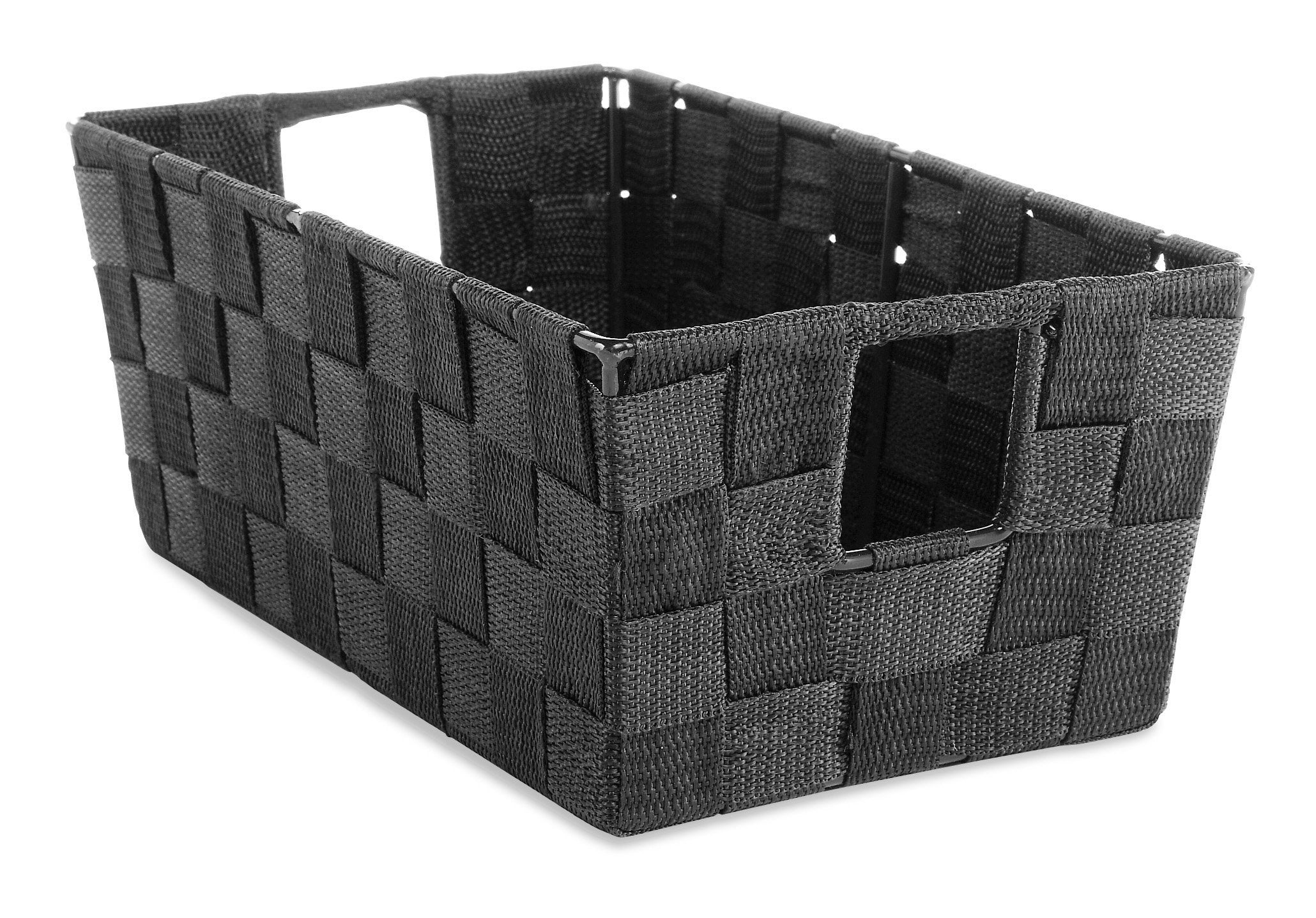 Whitmor Woven Strap Small Shelf Tote, 11.42"x6.5"x4.53", Black, Model 6581-2712-BLK, Durable Metal Material