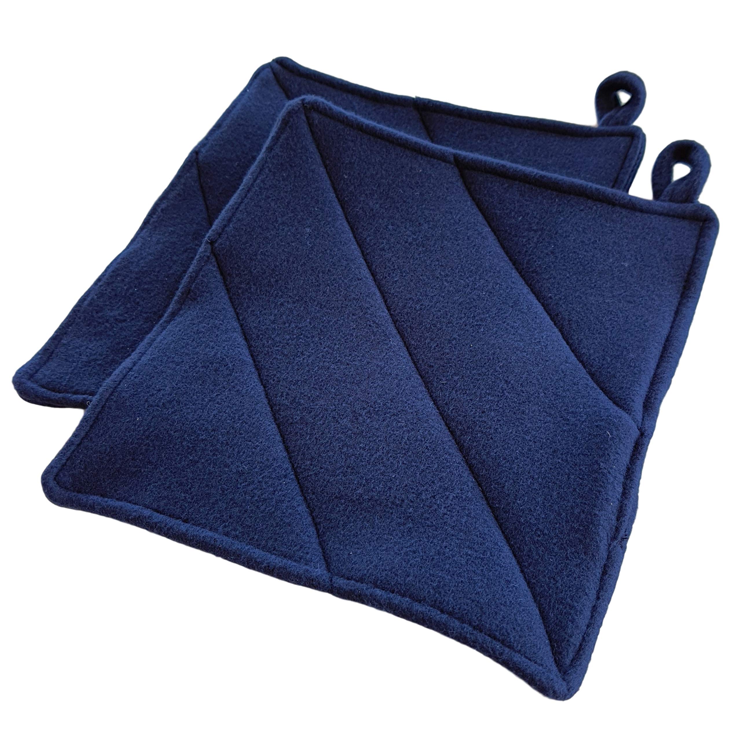Cushystore Navy Blue Pot Holders Oven Pads Soft Fabric For Cooking Kitchen 7.75'', 2 Pack