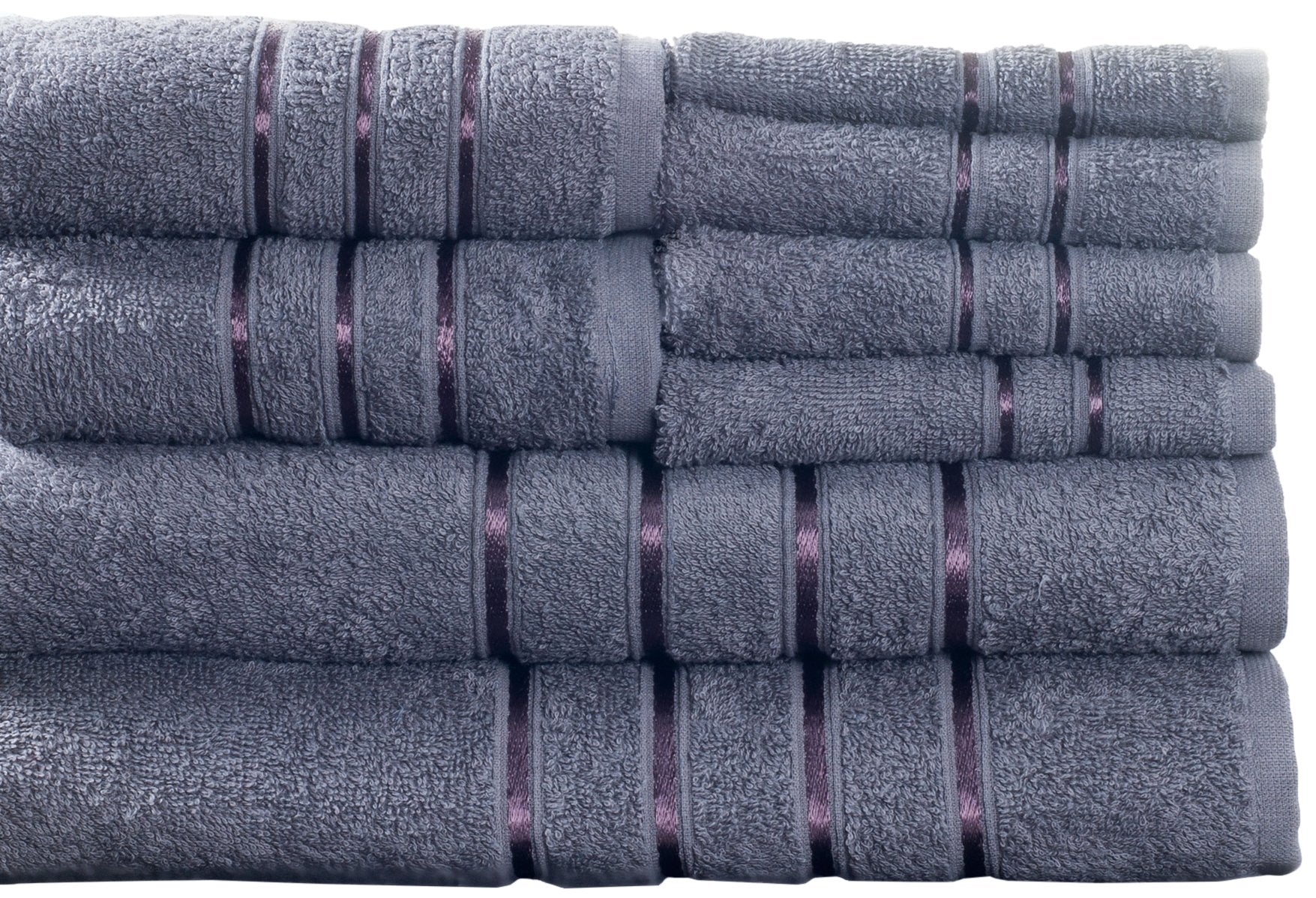 Lavish Home 8 Piece 100% Cotton Plush Bath Towel Set - Silver