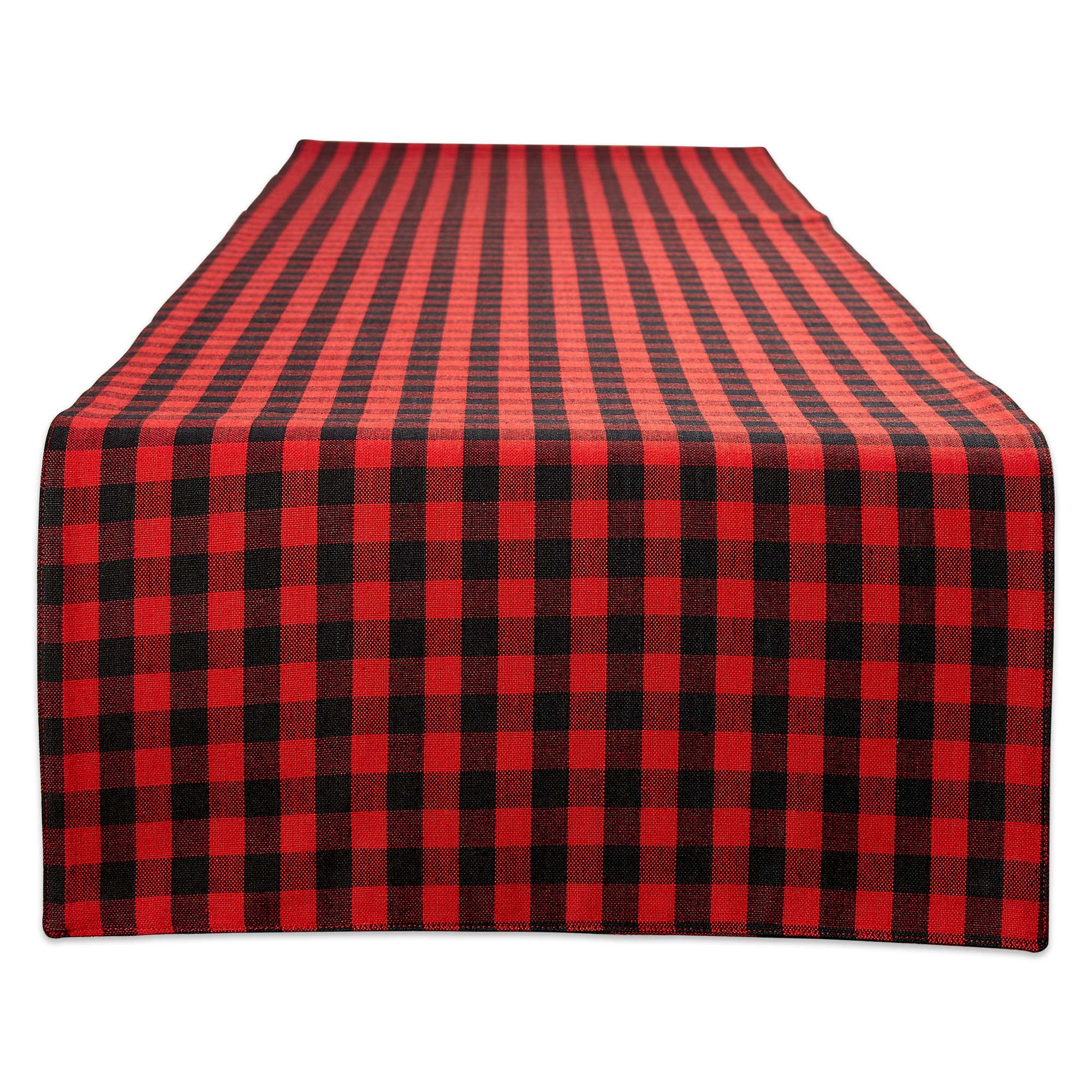 Dii Gingham Check Tabletop Collection, Red/Black, Table Runner, 14X108