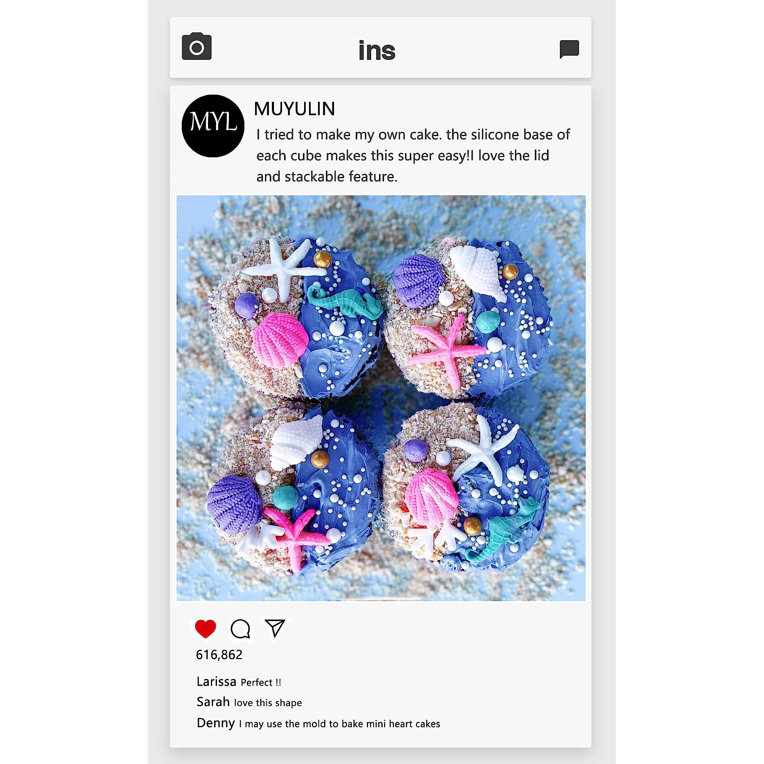 Muyulin Seashell Fondant Mold Silicone, 3 Packs Large Conch Chocolate Baking Molds For Sea Theme Cake Decoration, Cupcake Topper