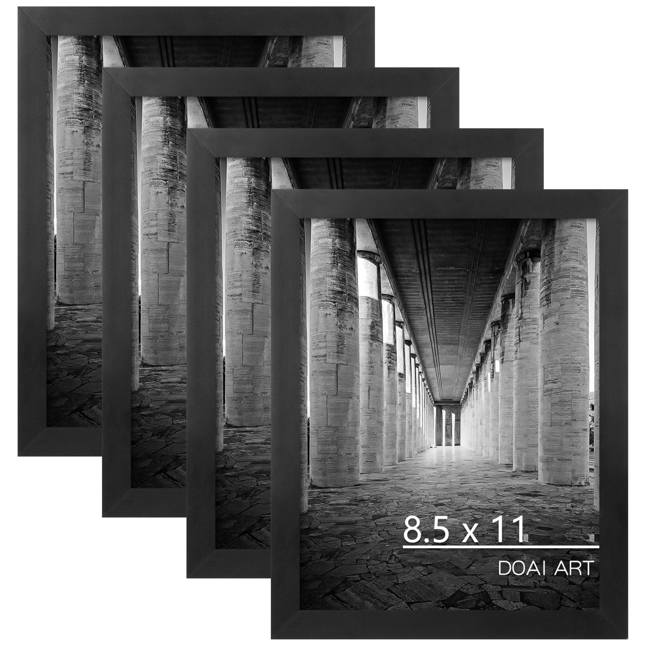 DOAI ART 8.5x11 Certificate Frame 4Pack, 8.5 by 11 Picture Diploma Document Degree Frames for Wall and Tabletop, Black