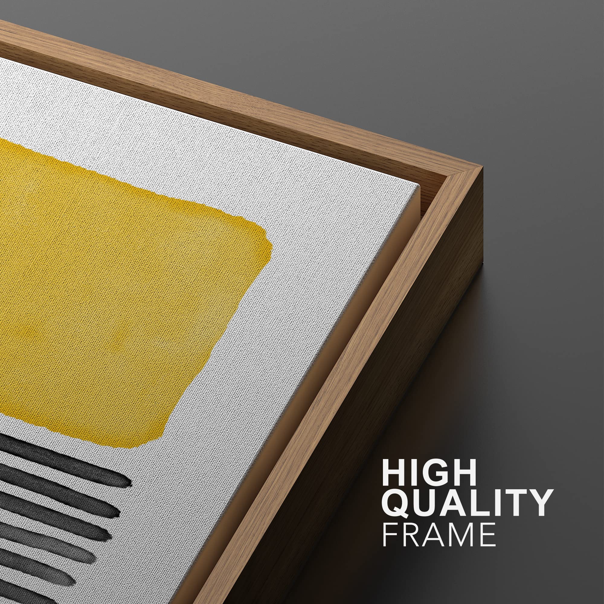 Idea4Wall Framed Canvas Print Wall Art Yellow, Blue & Orange Color Block Variety Geometric Abstract Art Minimalism Mid-Century M