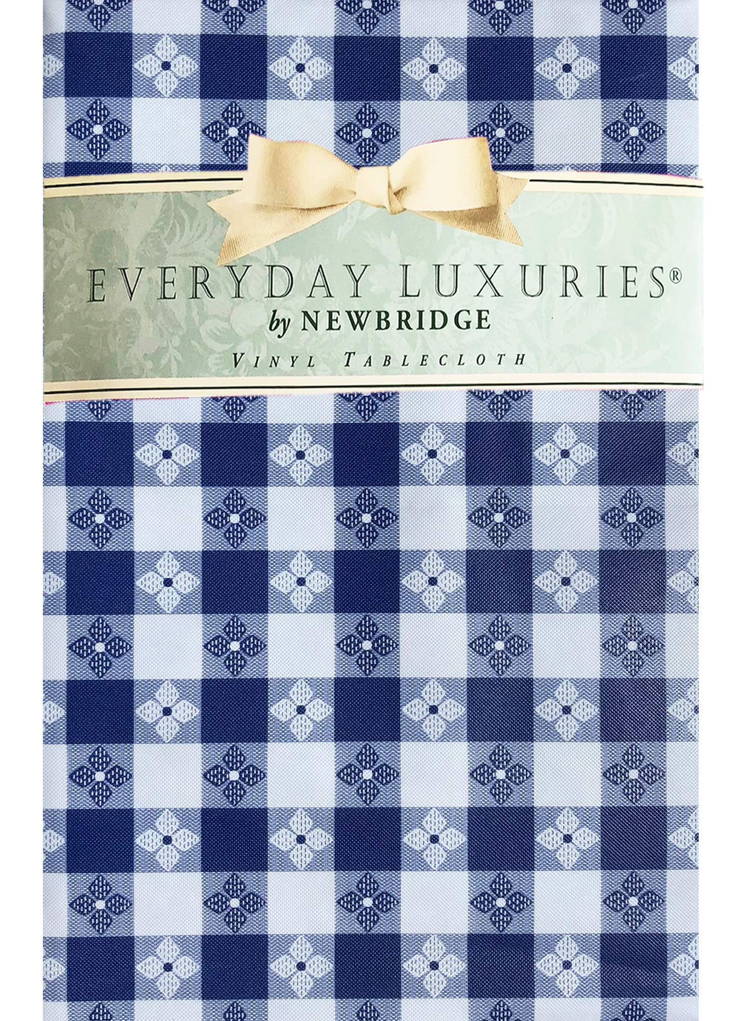 Newbridge Bistro Tavern Check Vinyl Flannel Backed Tablecloth - Cafe Checkered Indoor/Outdoor Vinyl Picnic, Bbq And Dining Table