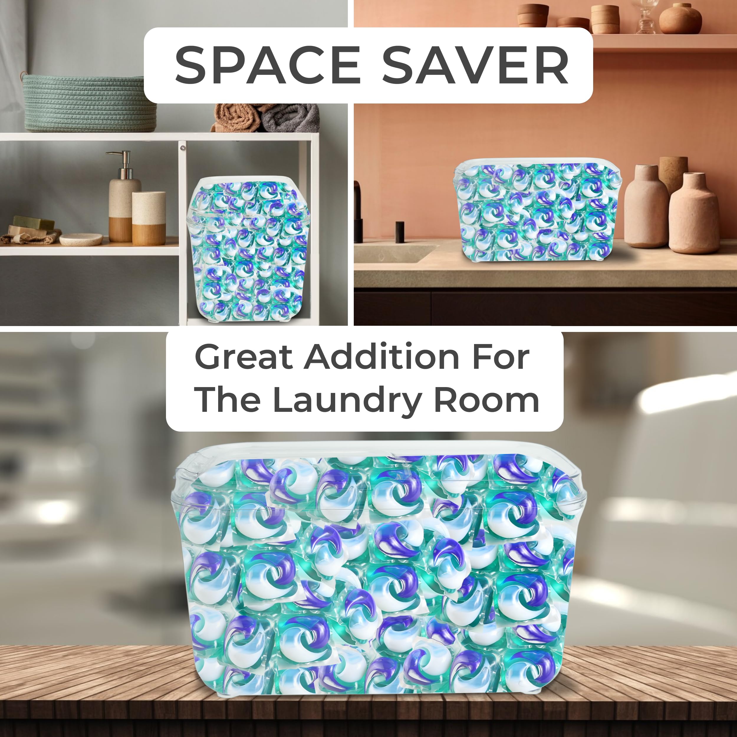 Skywin Laundry Pod Container With Lift Up Lid - Laundry Pod Storage Container For Laundry Room Container Organization Great As L