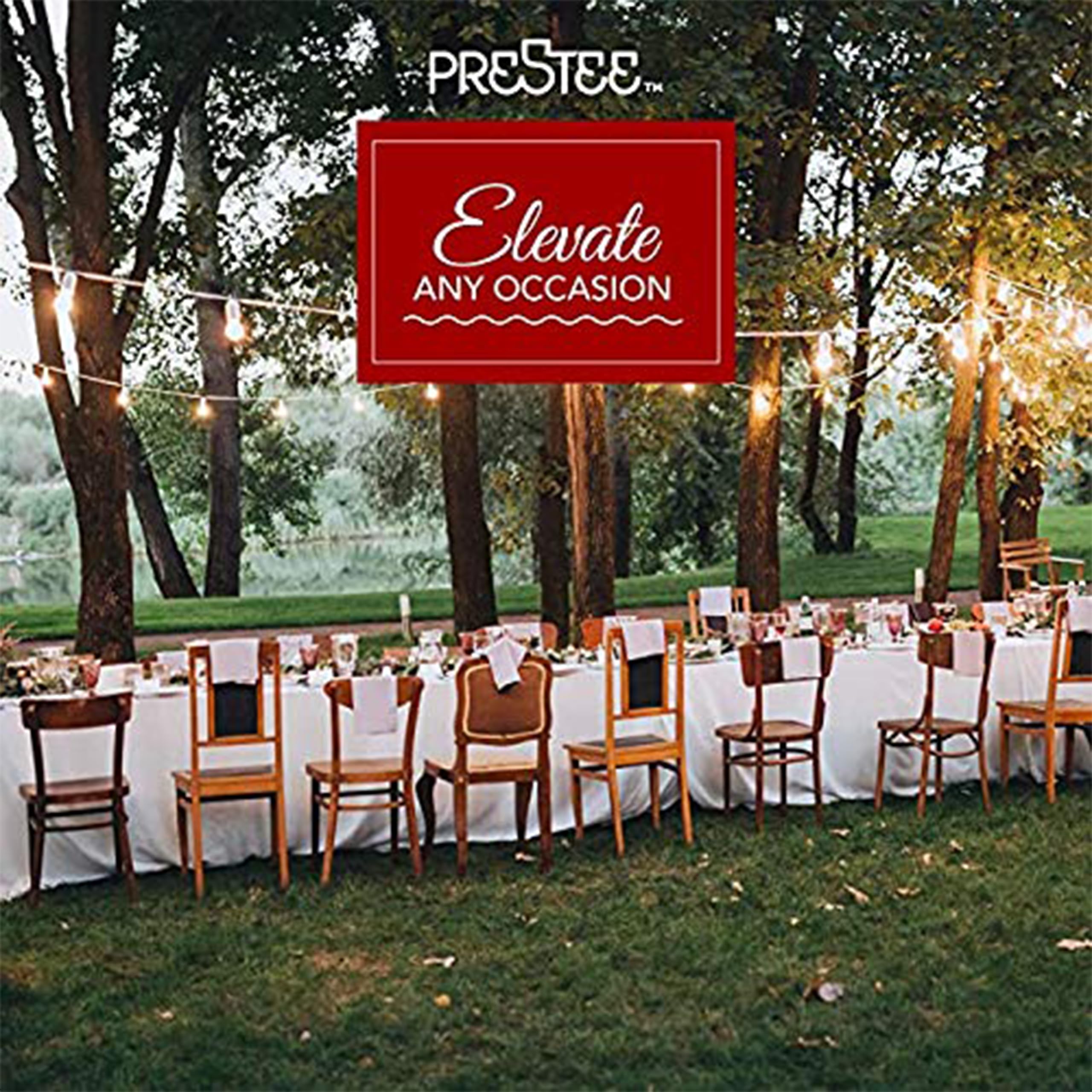 Prestee 48 White Plastic Tablecloth - 108 X 54 Plastic Table Cloths - Disposable Tablecloths, White Tablecloths, Plastic Table C