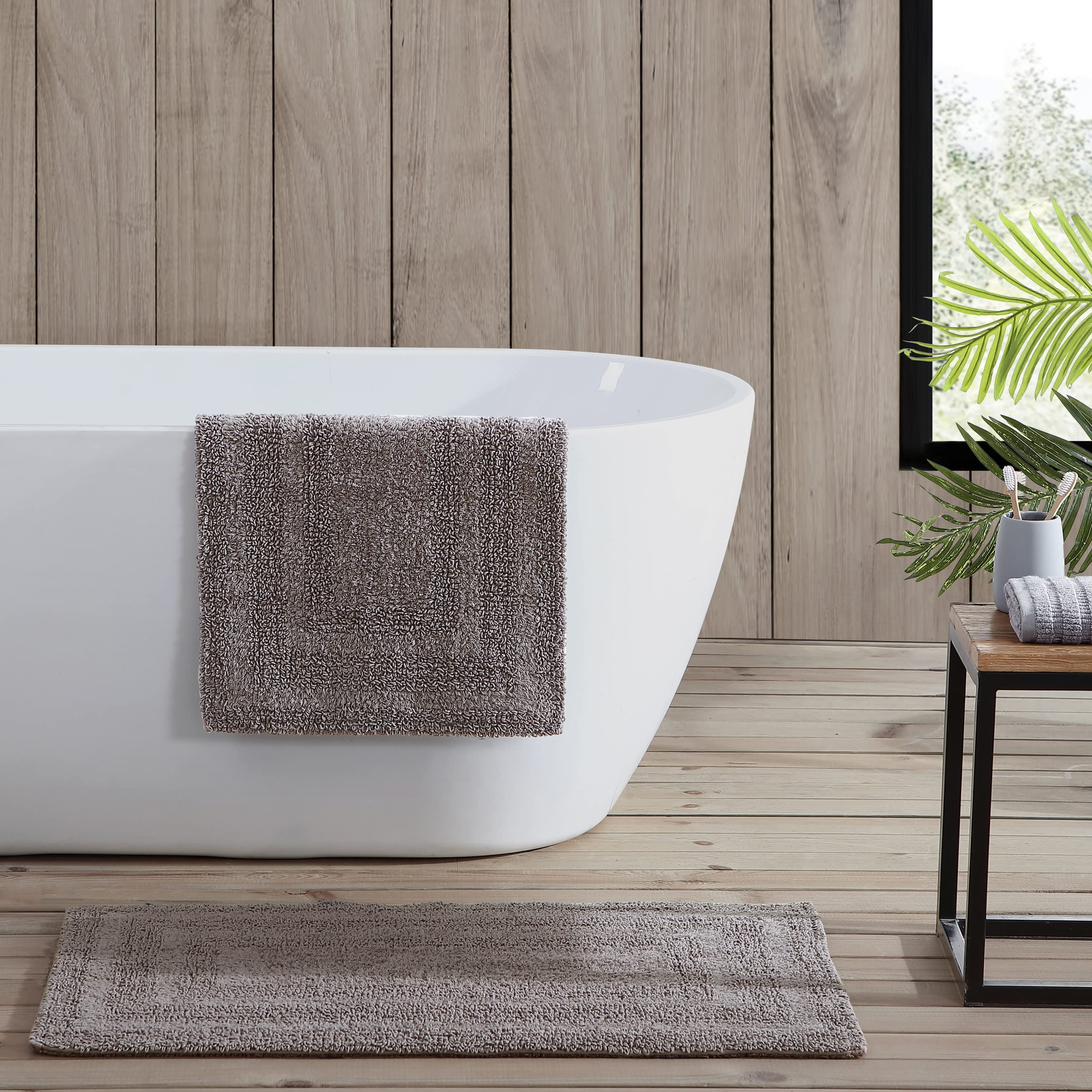 Eddie Bauer Home Rugs Soft Tufted Cotton Bathroom Decor, Super Absorbent & Quick Dry, 2 Piece, Logan Medium Brown