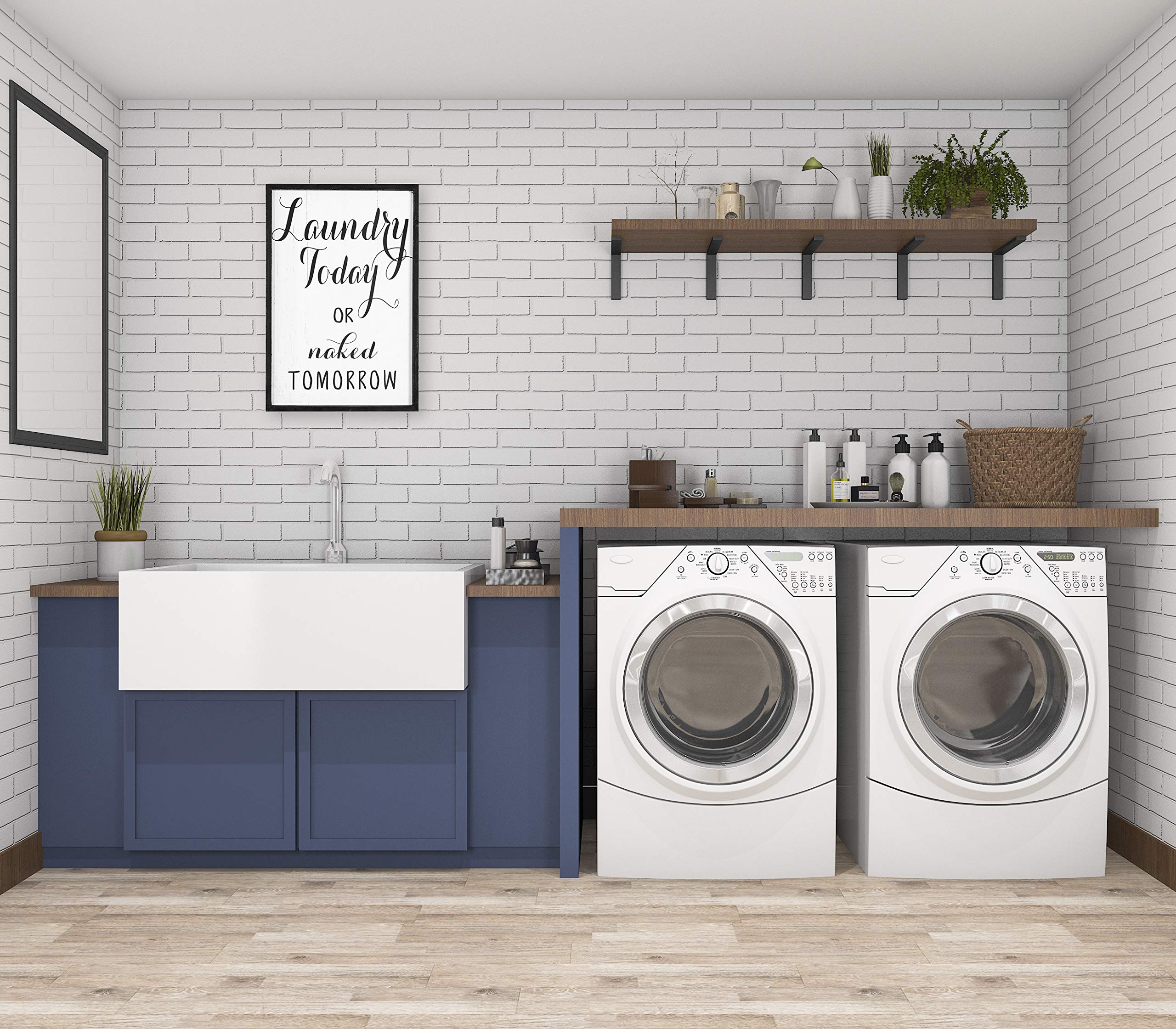 Creative Co-Op Laundry Today Or Naked Tomorrow Wood Framed D  Cor Wall Art, Black 13.00'' X 19.25''