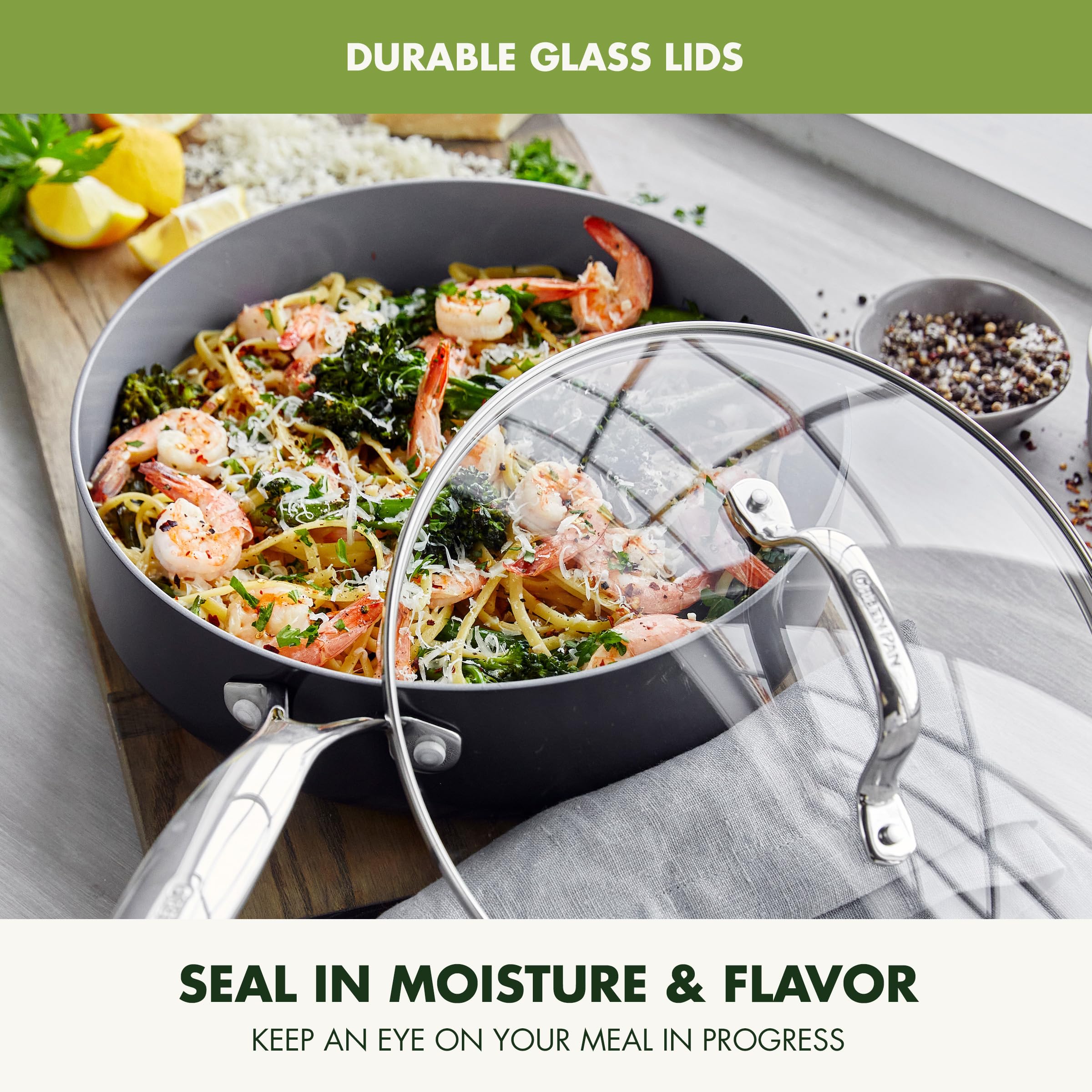GreenPan Valencia Pro 11-Piece Cookware Set, Hard Anodized, Ceramic Nonstick, PFAS-Free, Gray