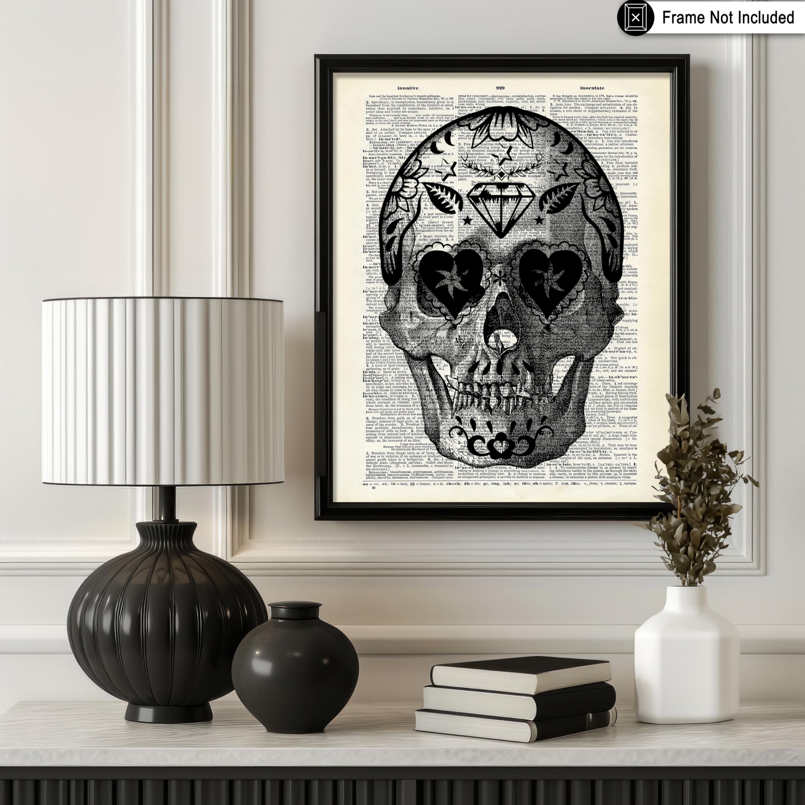 Poster Master Dictionary Art Poster - Retro Sugar Skull Print - Tattoo Art - Day Of The Dead Art - Gift For Men, Women - Cool Go