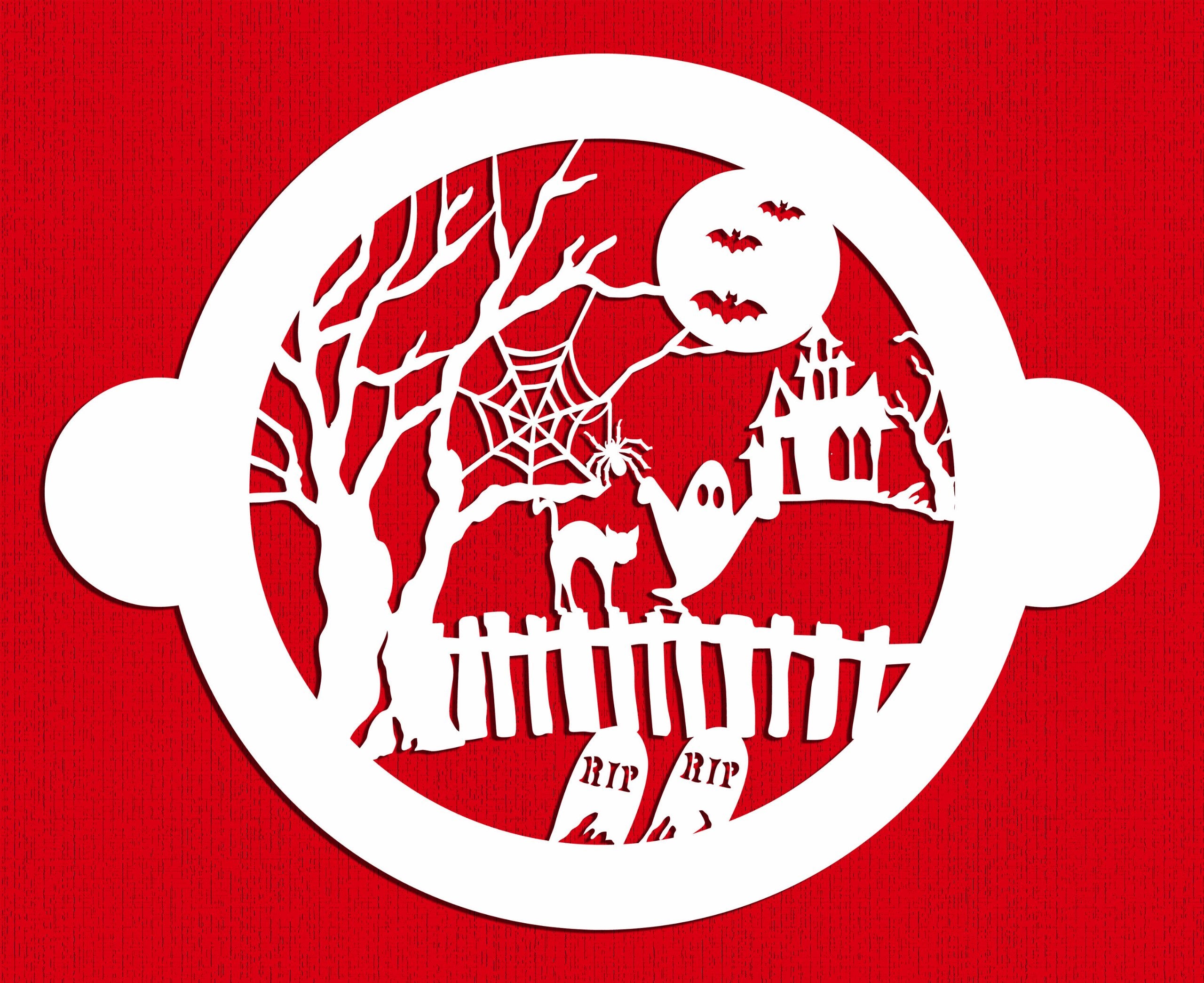 Designer Stencils Halloween Cake Fright Top Stencil, Beige/Semi-Transparent