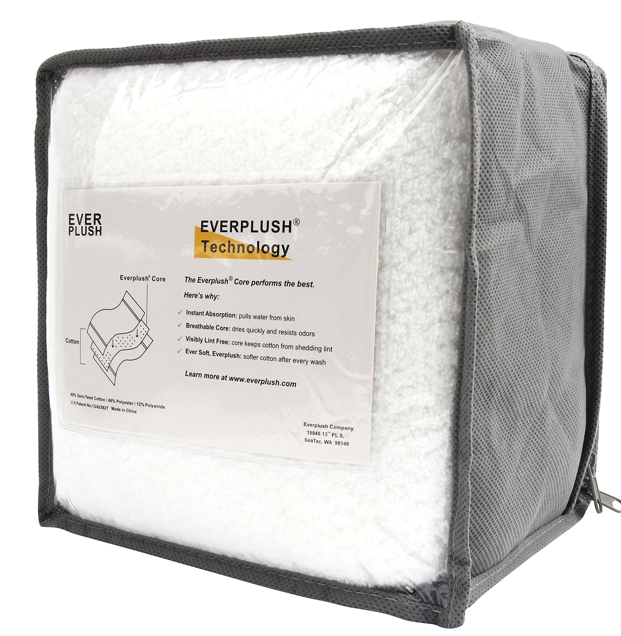 Everplush Diamond Jacquard Hand Towel Set  4 x (16 x 30 in)  White  4 Count