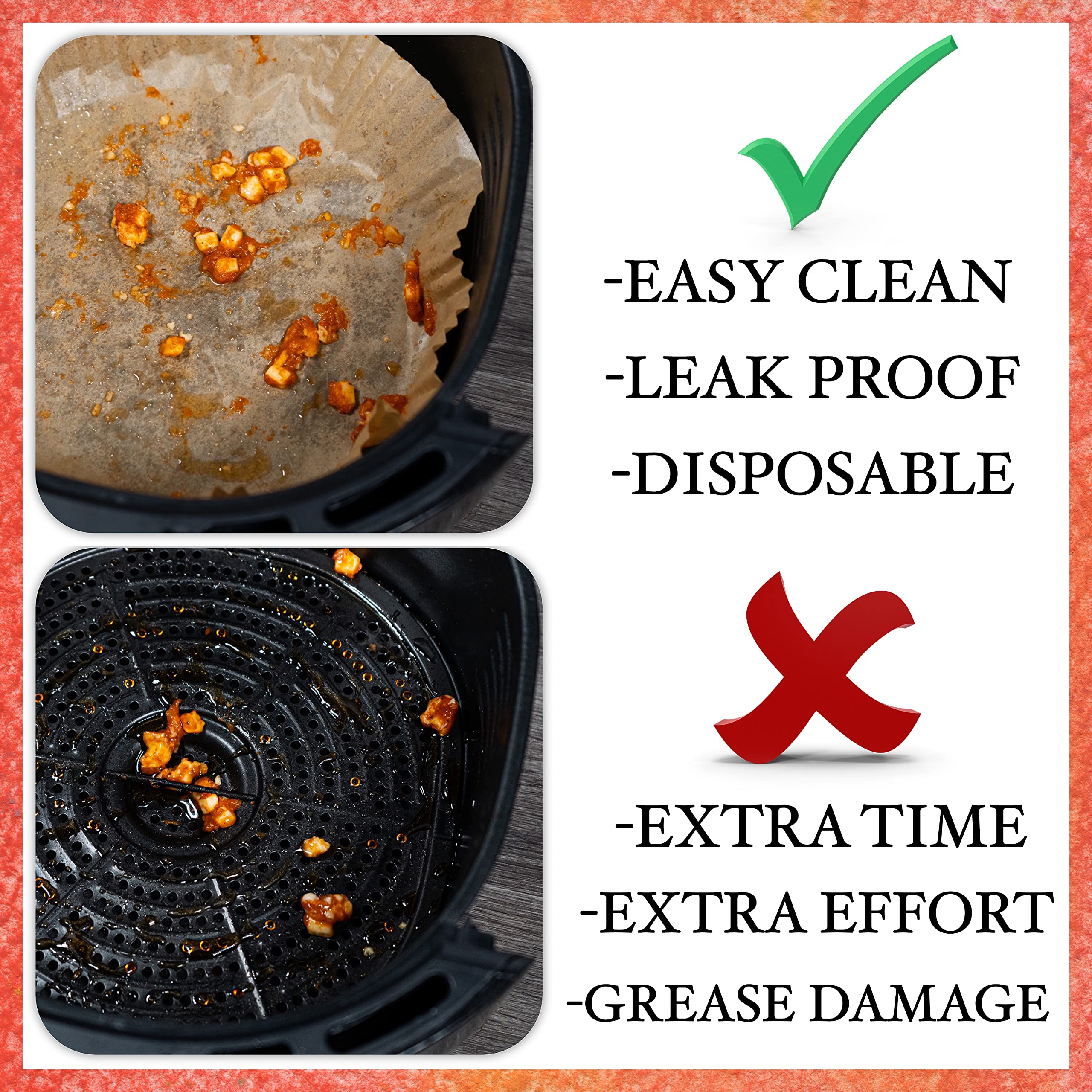 Air Fryer Disposable Paper Liner Keep Air Fryer Clean With Air Fryer Inserts, Superior Food Grade Quality Material Unbleached No