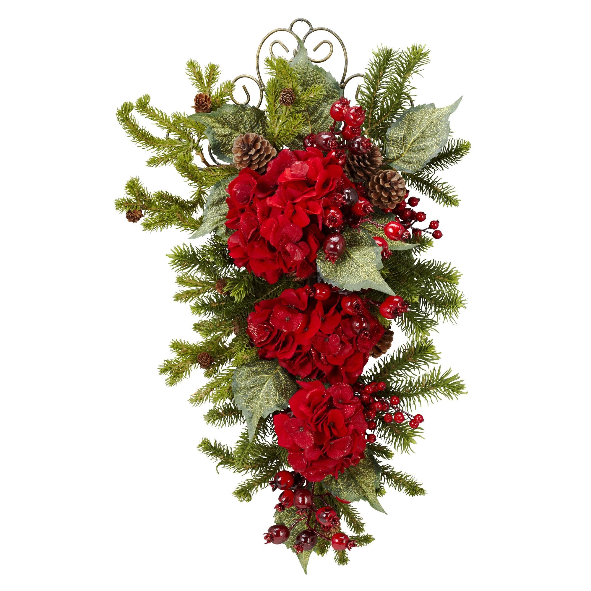 Nearly Natural 27in. Christmas Hydrangea Teardrop
