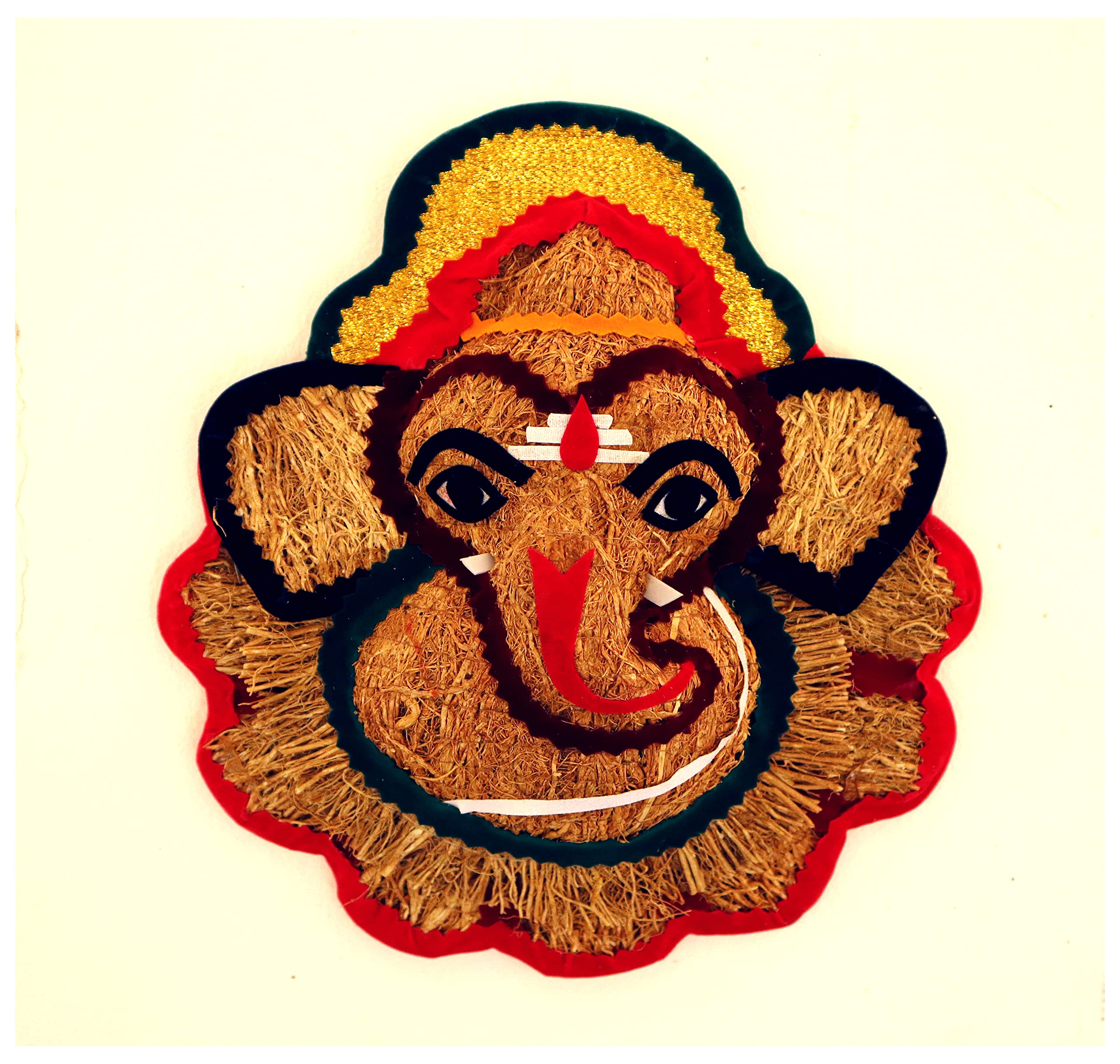 Usira Vetiver Small Flower Lord Ganesha Ji Statue, Ganpati Wall Hanging From Lavancha Root Sculpture Lord Ganesh Idol Lucky Feng