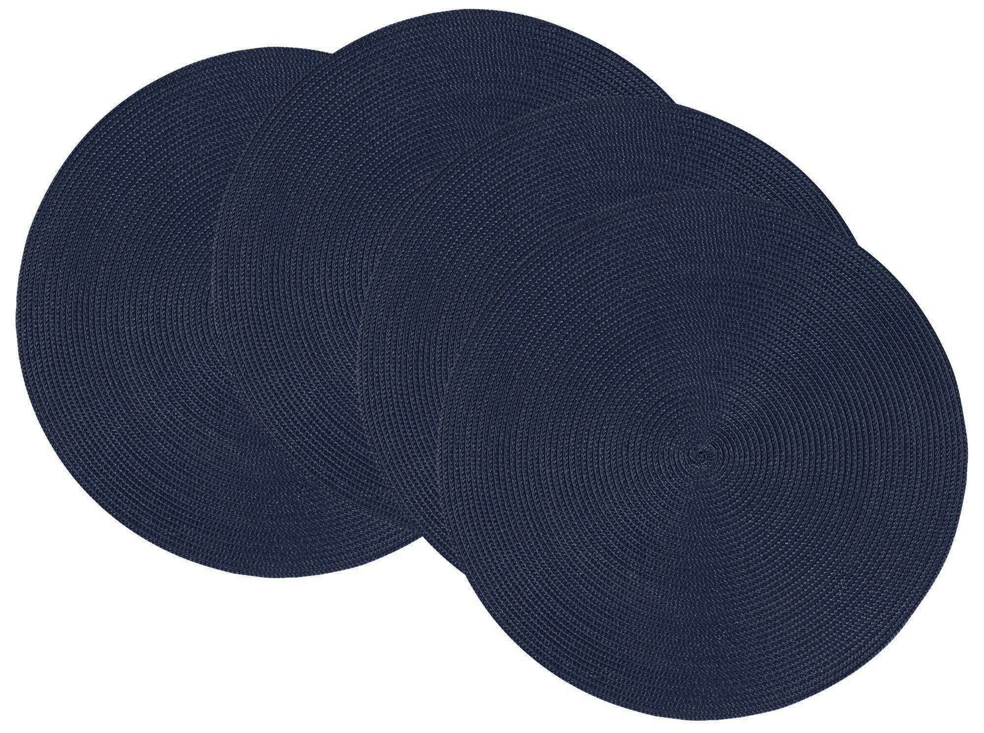 Now Designs Disko Round Placemats, Indigo, Set Of 4