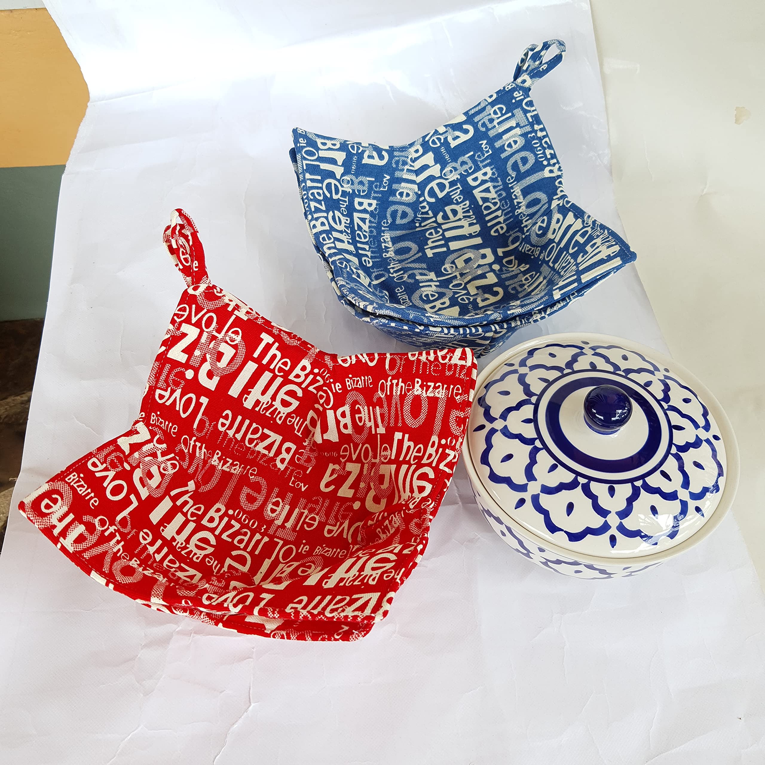 Cushystore 4X Bowl Cozy Canvas Holders Heat And Cold Resistant Anti-Scalding Protector Letters