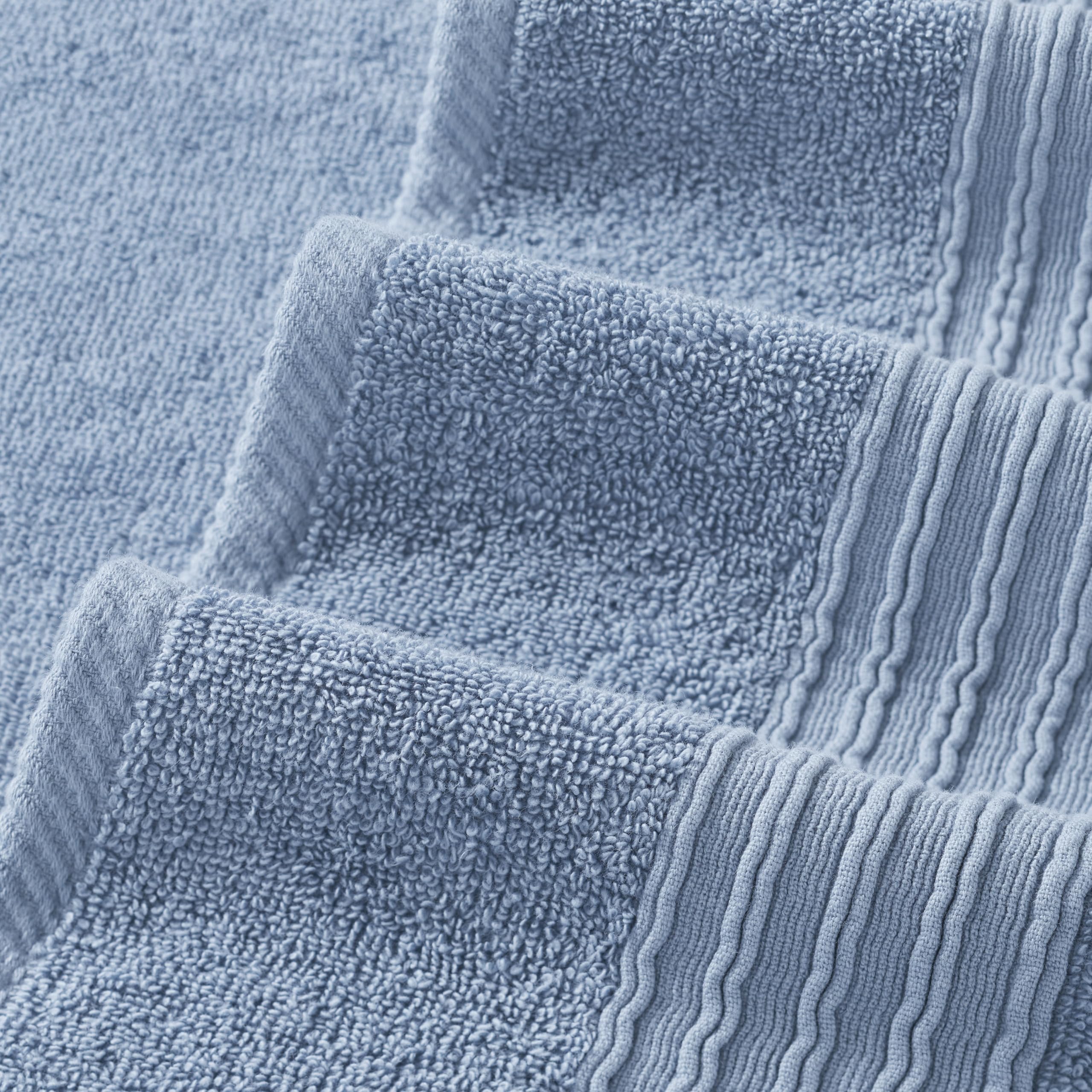 Modern Threads 6 Piece Set, 2 Bath Towels, 2 Hand Towels, 2 Washcloths Yarn Dyed Jacquard/Solid Towel Set Ophelia Blue