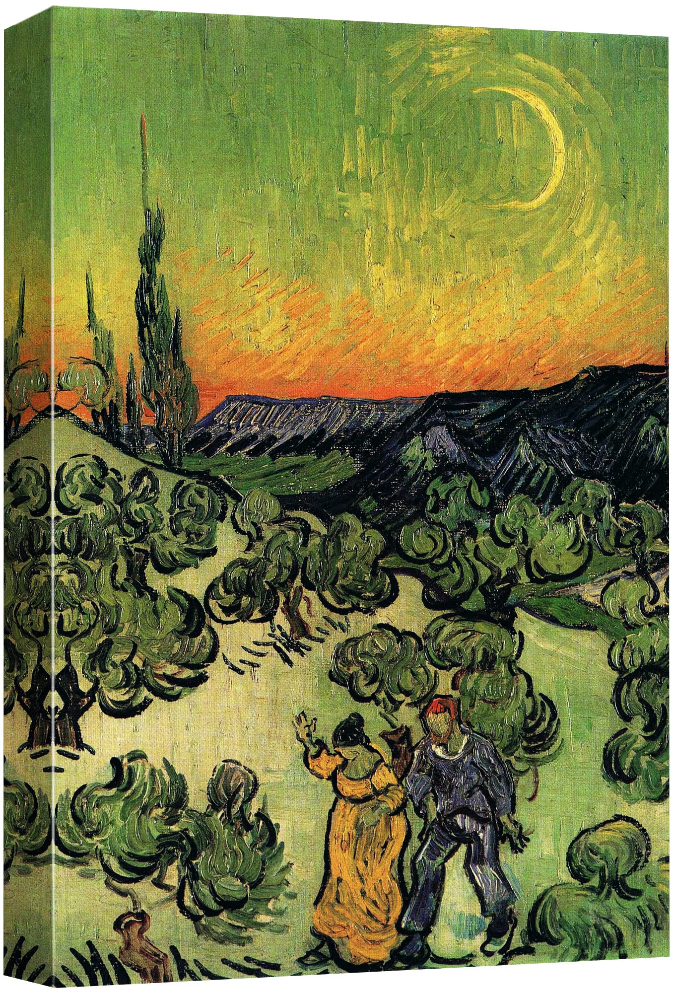 Wall26 Canvas Print Wall Art Road With Cypress & Star By Master Artist Vincent Van Gogh Nature Wilderness Illustrations Fine Art