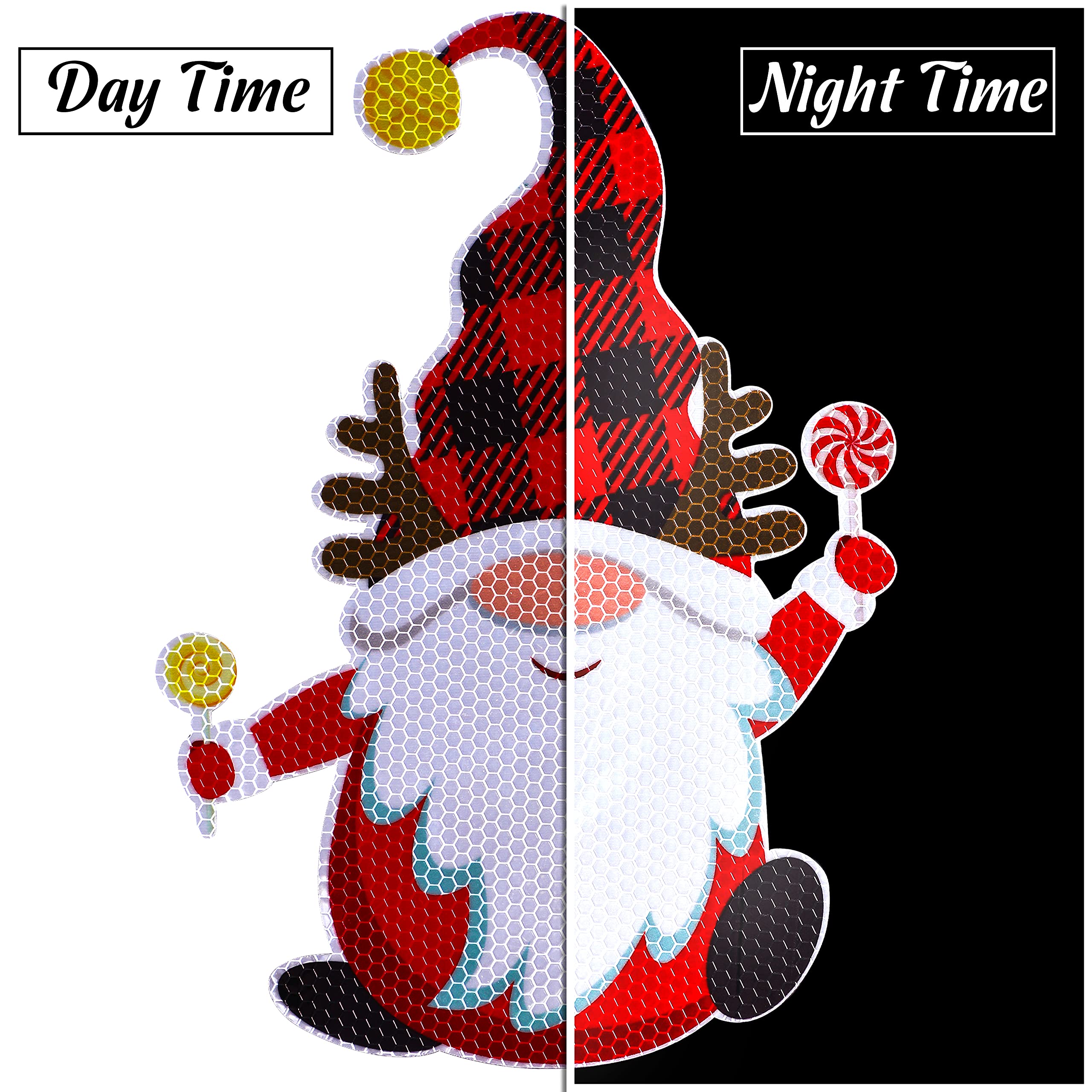 43Pcs Christmas Car Refrigerator Decorations - Reflective Bulb Light Gnome Magnet Accessories Set Xmas Holiday Cute Decor