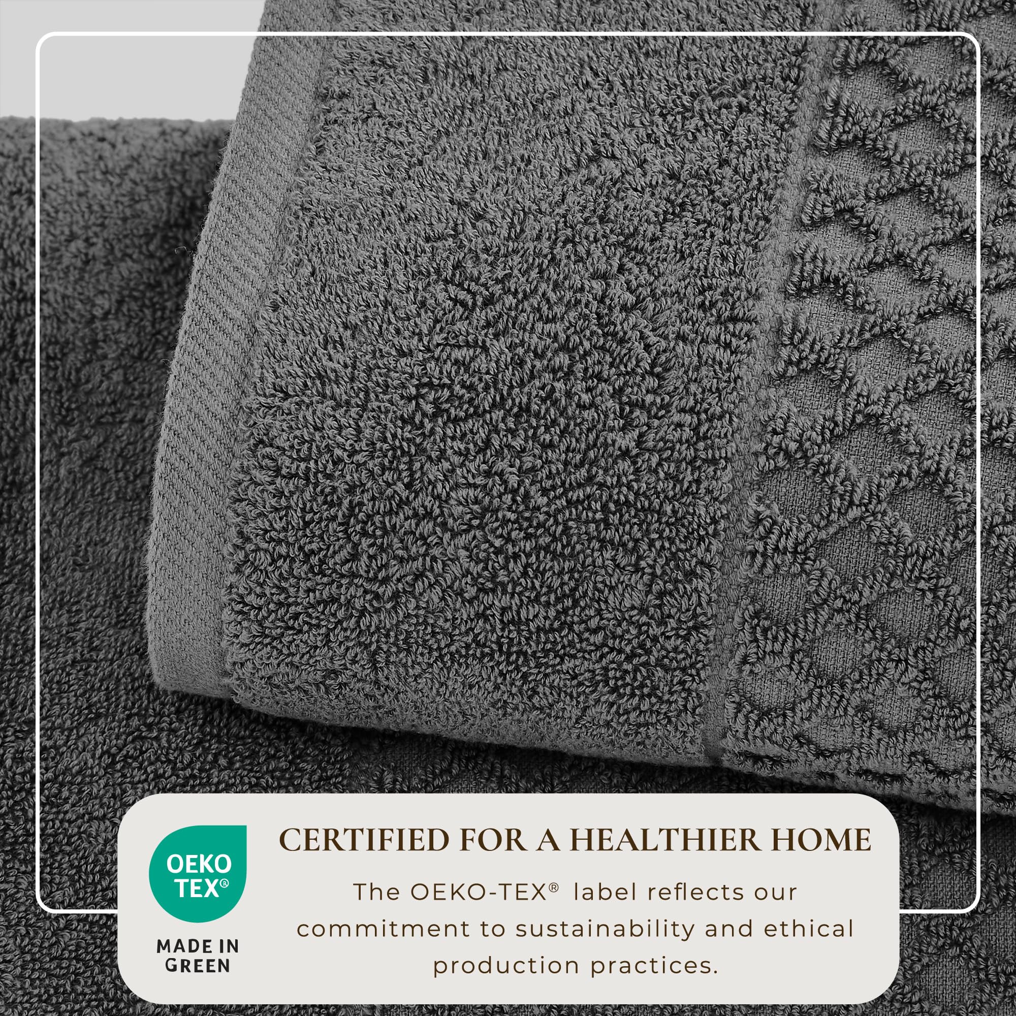 Great Bay Home 100% Cotton Grey Hand Towels  6 Soft Bathroom Hand Towels  Highly Absorbent, Quick Dry Bath Towels  Grayson Colle
